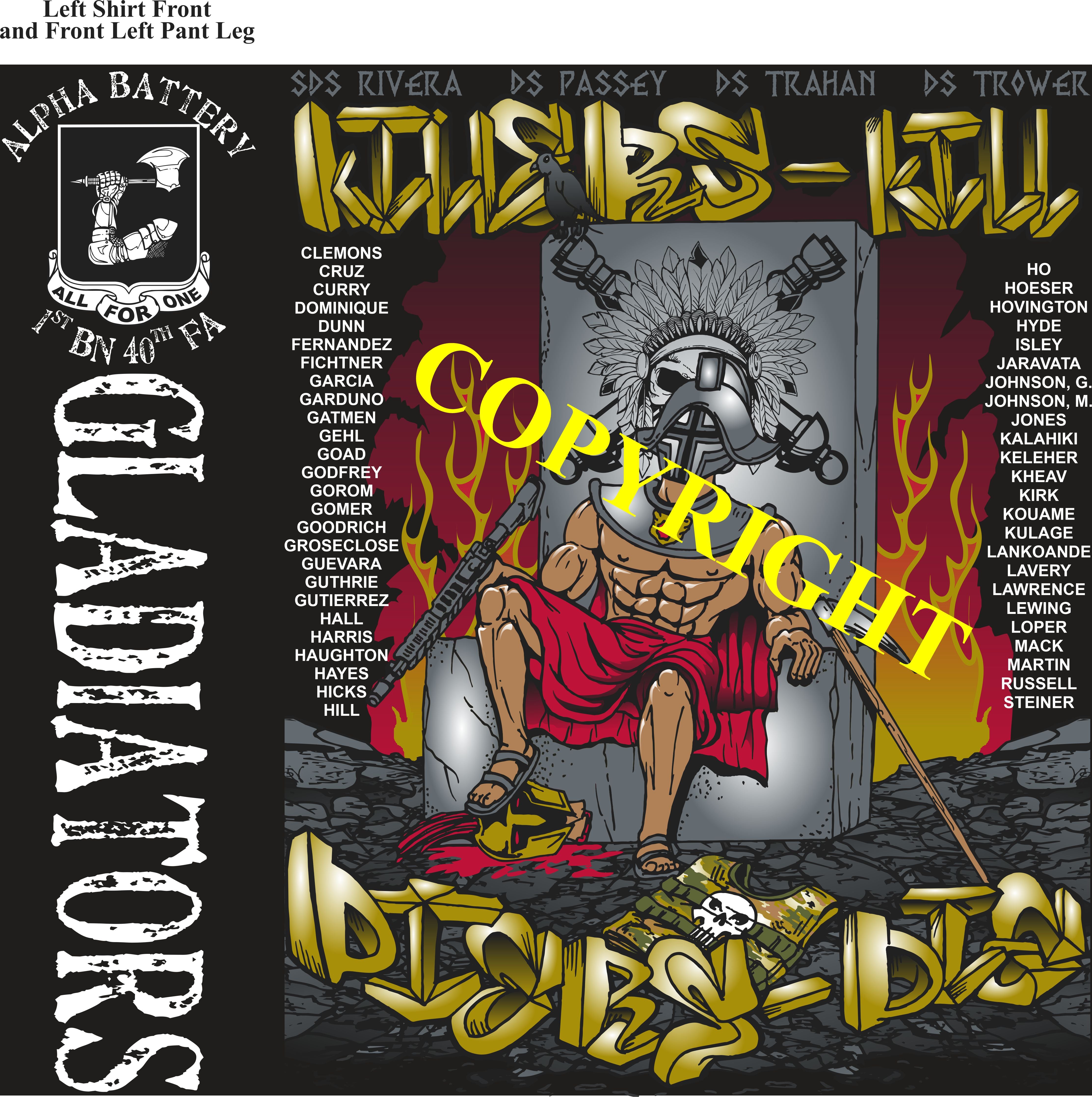 Platoon Shirts (2nd generation print) ALPHA 1st 40th GLADIATORS OCT 2021