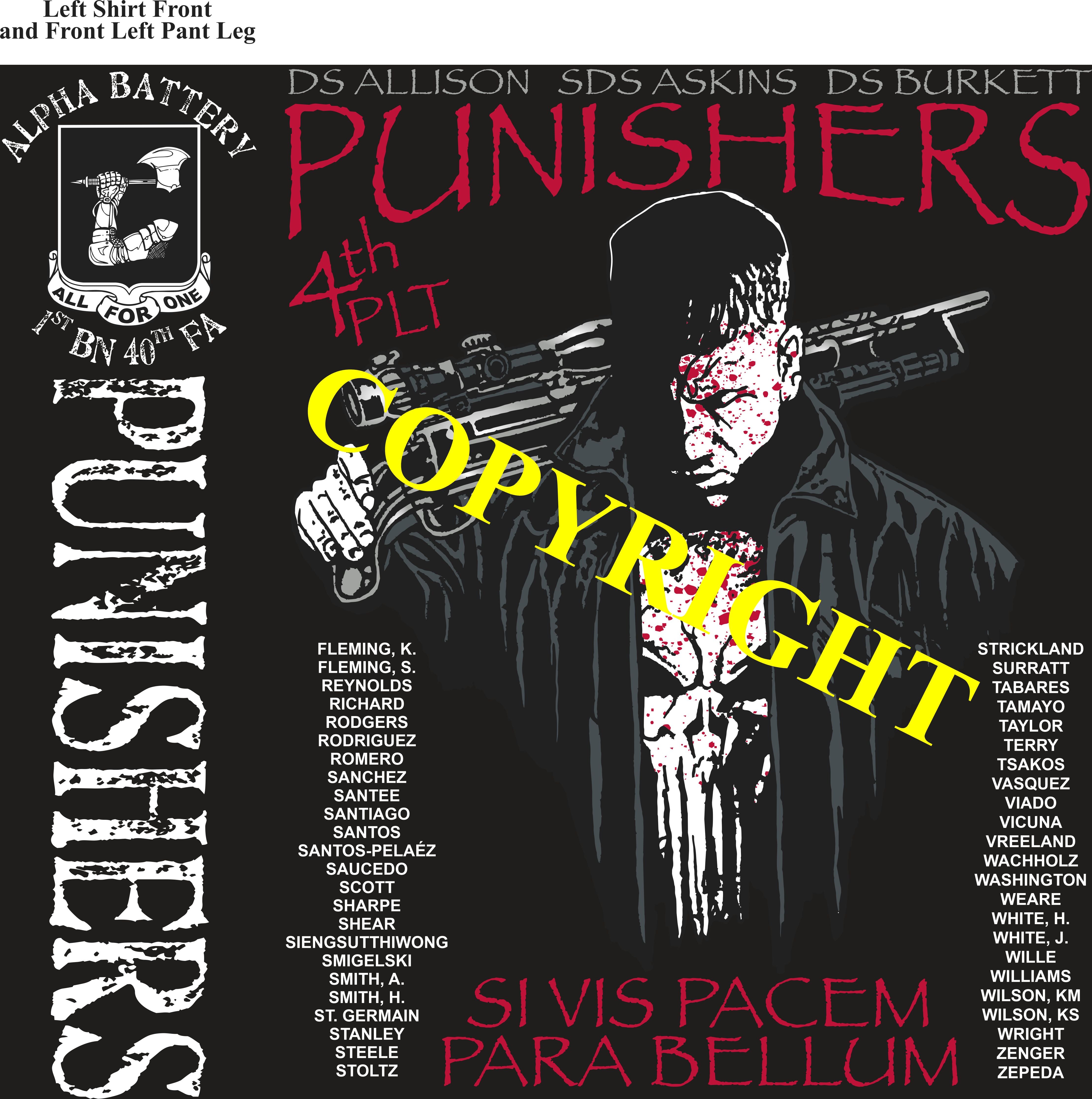 Platoon Shirts (2nd generation print) ALPHA 1st 40th PUNISHERS SEPT 2020