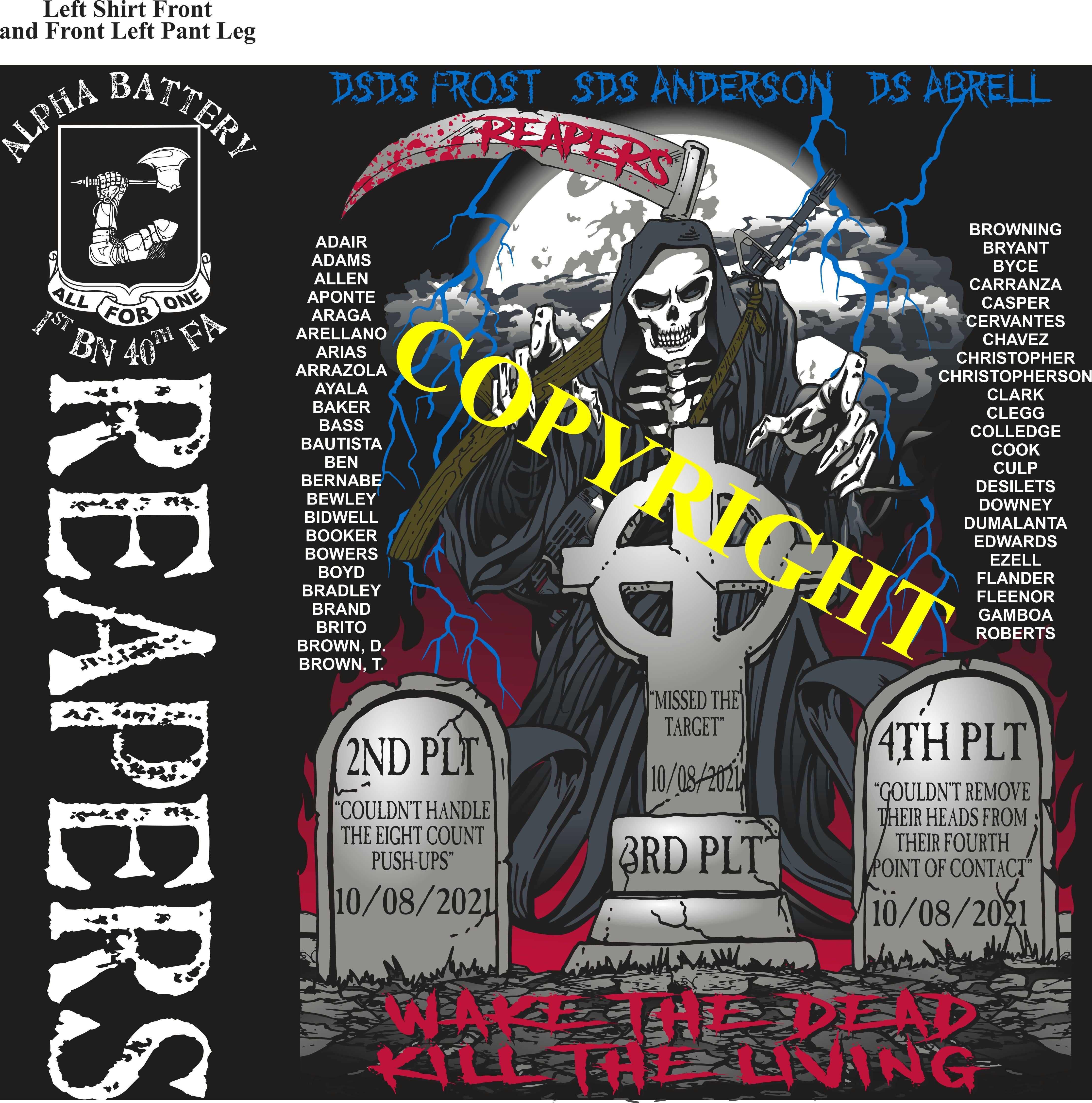 Platoon Shirts (2nd generation print) ALPHA 1st 40th REAPERS OCT 2021