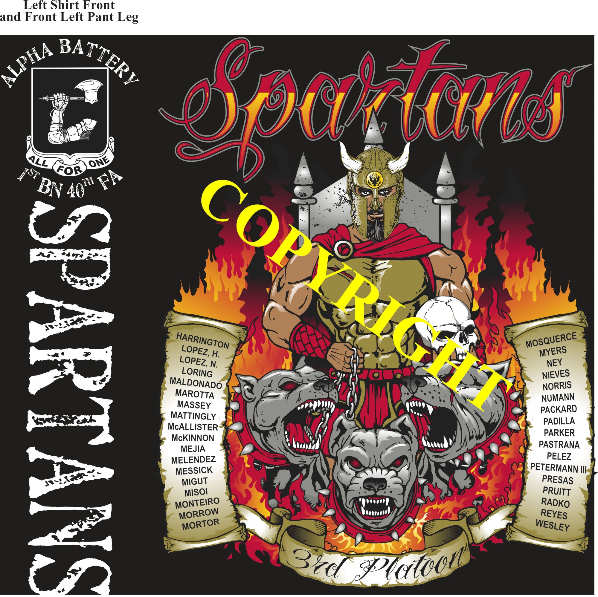 Platoon Shirts (2nd generation print) ALPHA 1st 40th SPARTANS APR 2021