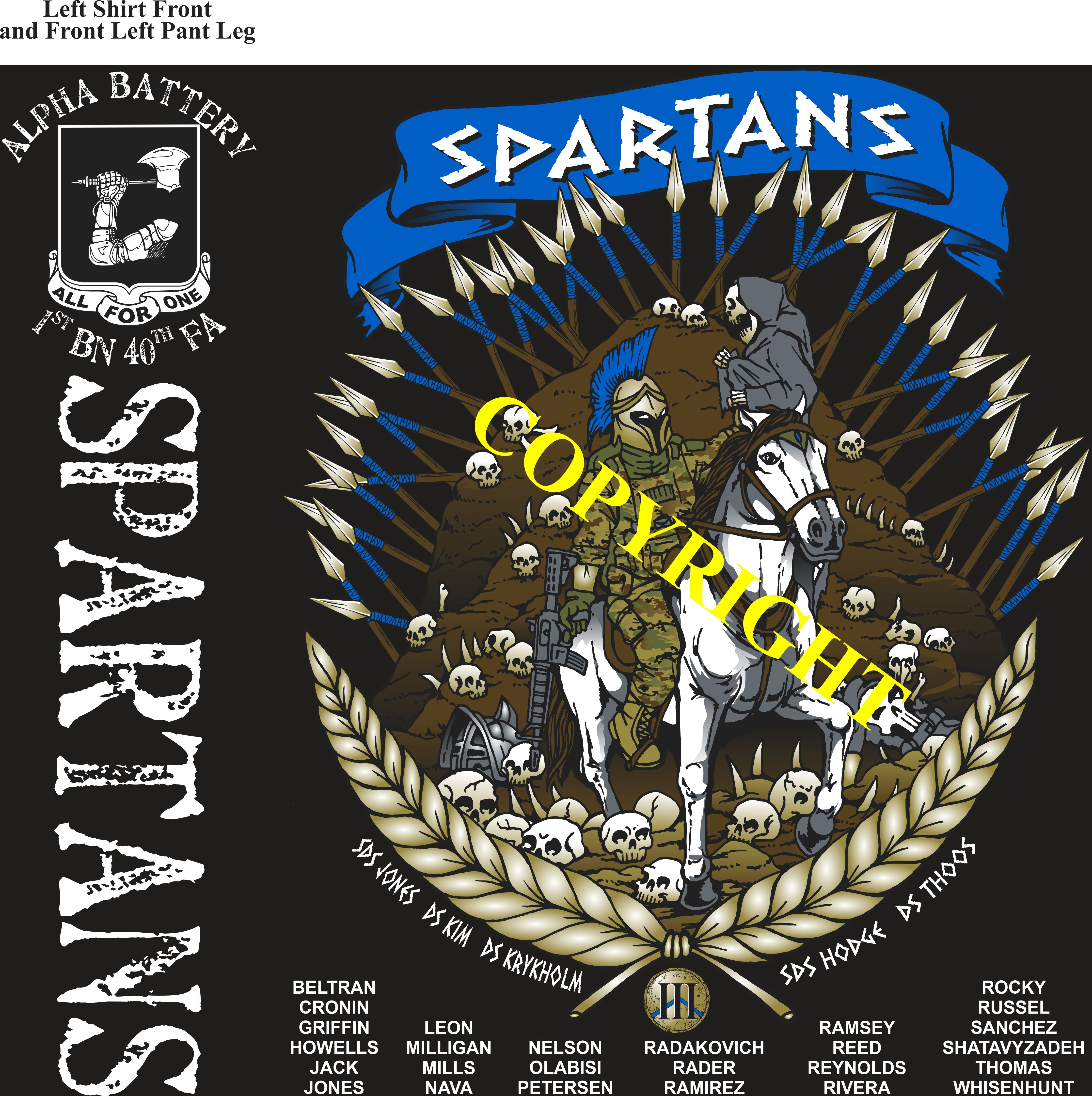 Platoon Items (2nd generation print) ALPHA 1st 40th SPARTANS 3rd Platoon FEB 2023