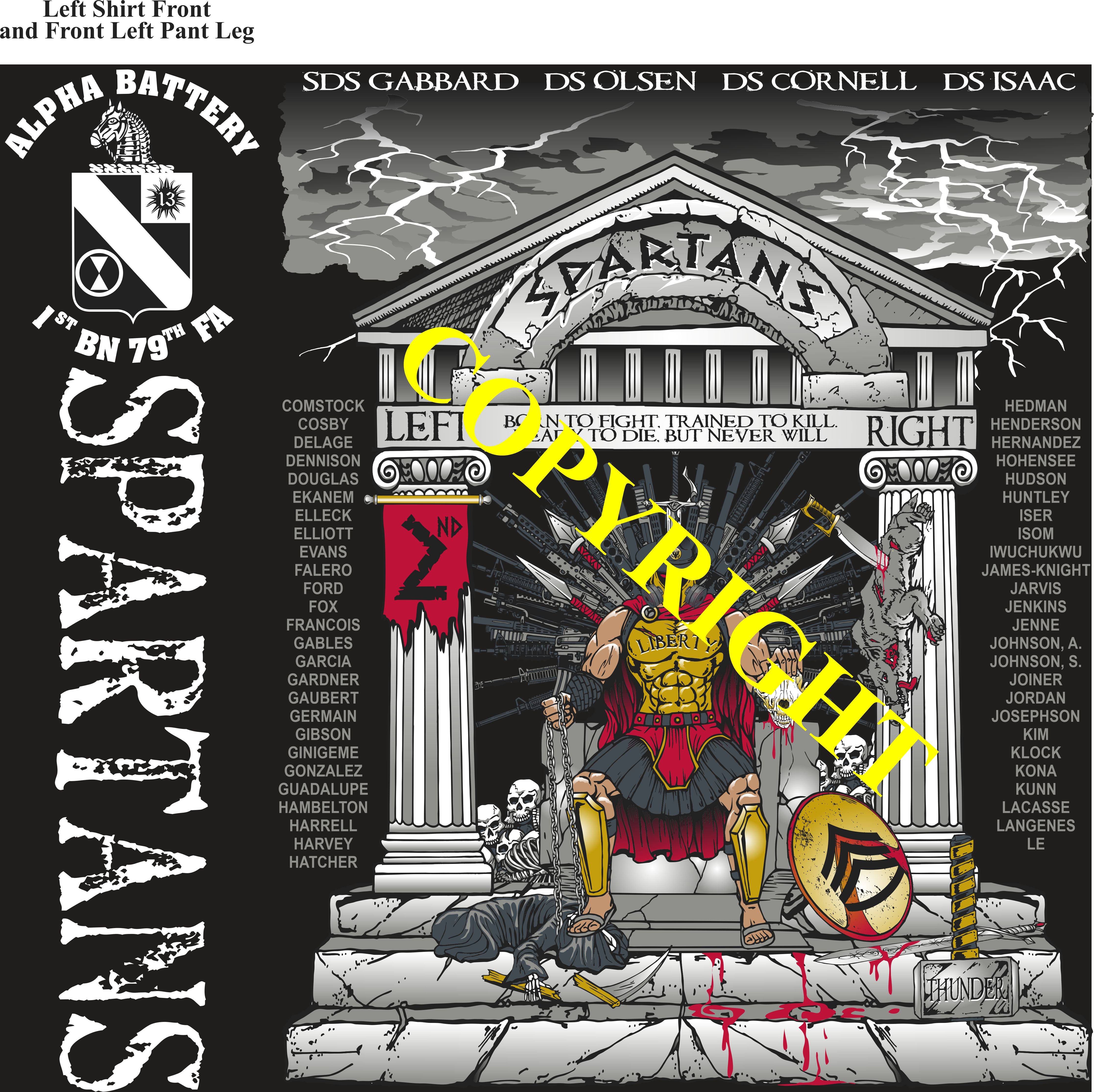 Platoon Shirts (2nd generation print) ALPHA 1st 79th SPARTANS JULY 2021