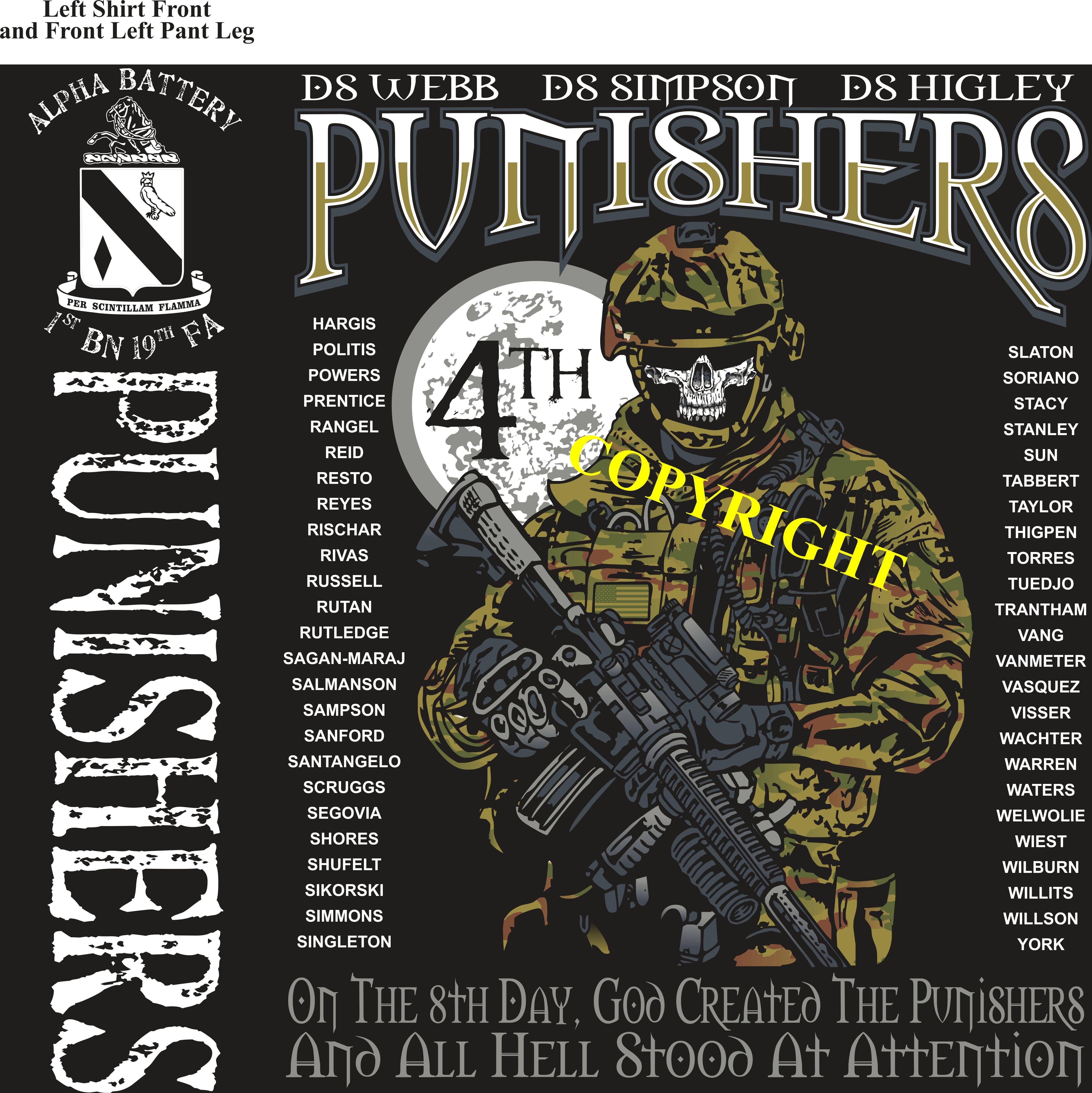 Platoon Shirts (2nd generation print) ALPHA 1st 19th PUNISHERS JAN 2019