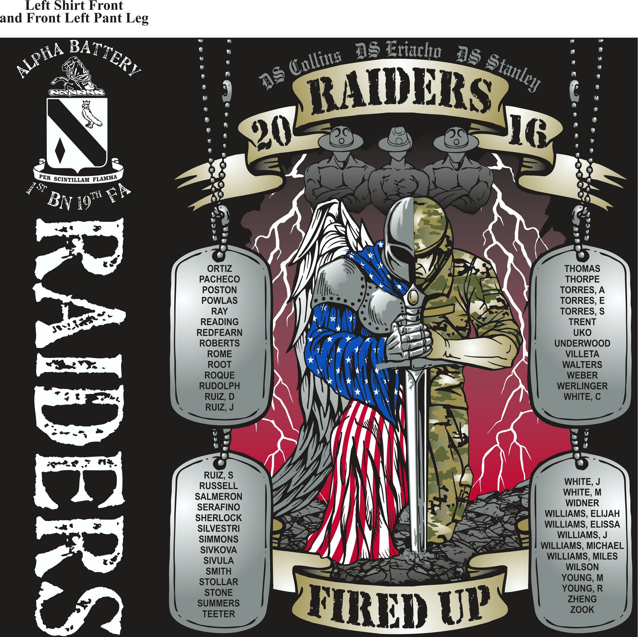 PLATOON SHIRTS (2nd generation print) ALPHA 1st 19th RAIDERS DEC 2016