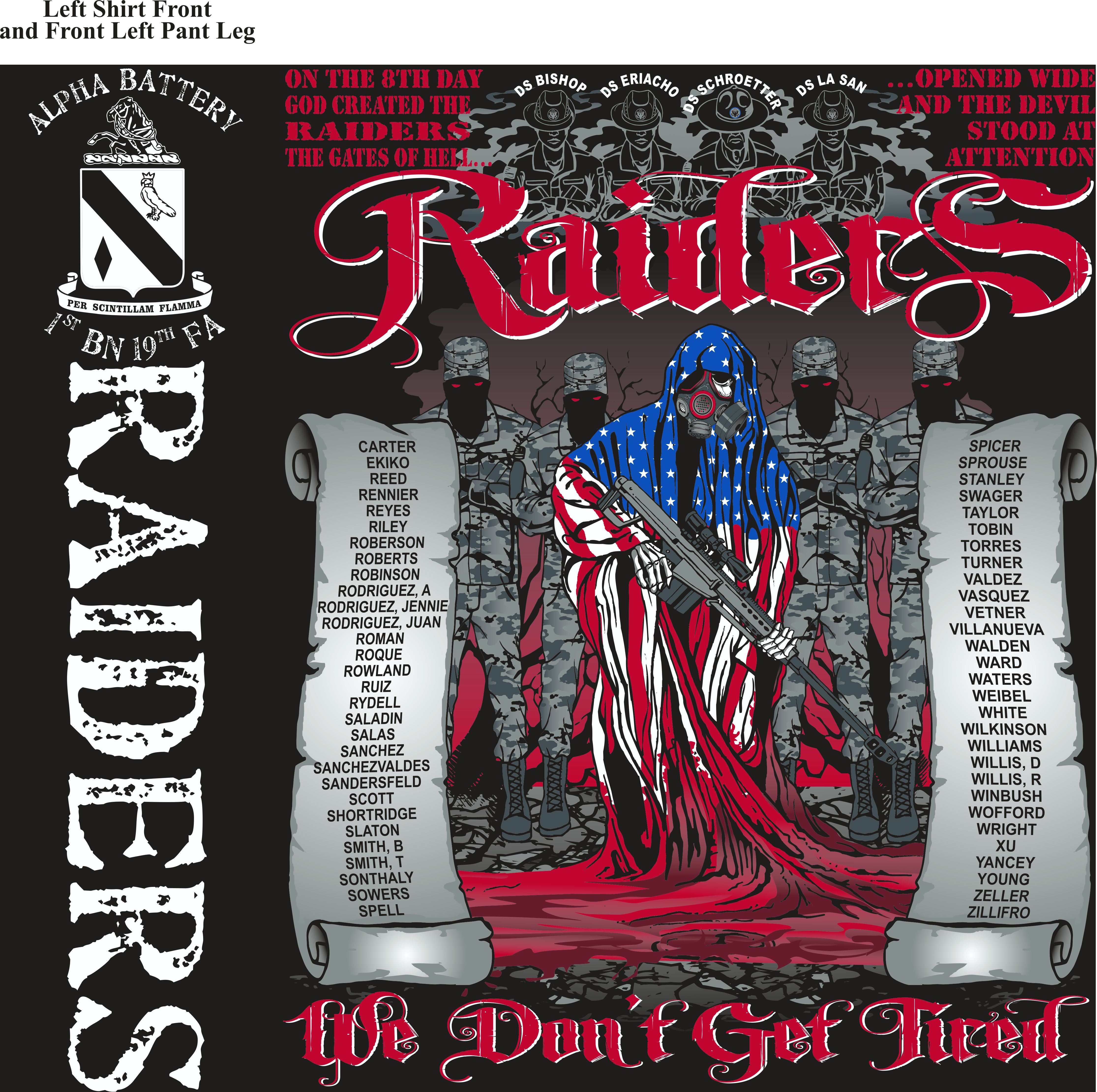 Platoon Shirts (2nd generation print) ALPHA 1ST 19TH RAIDERS DEC 2017