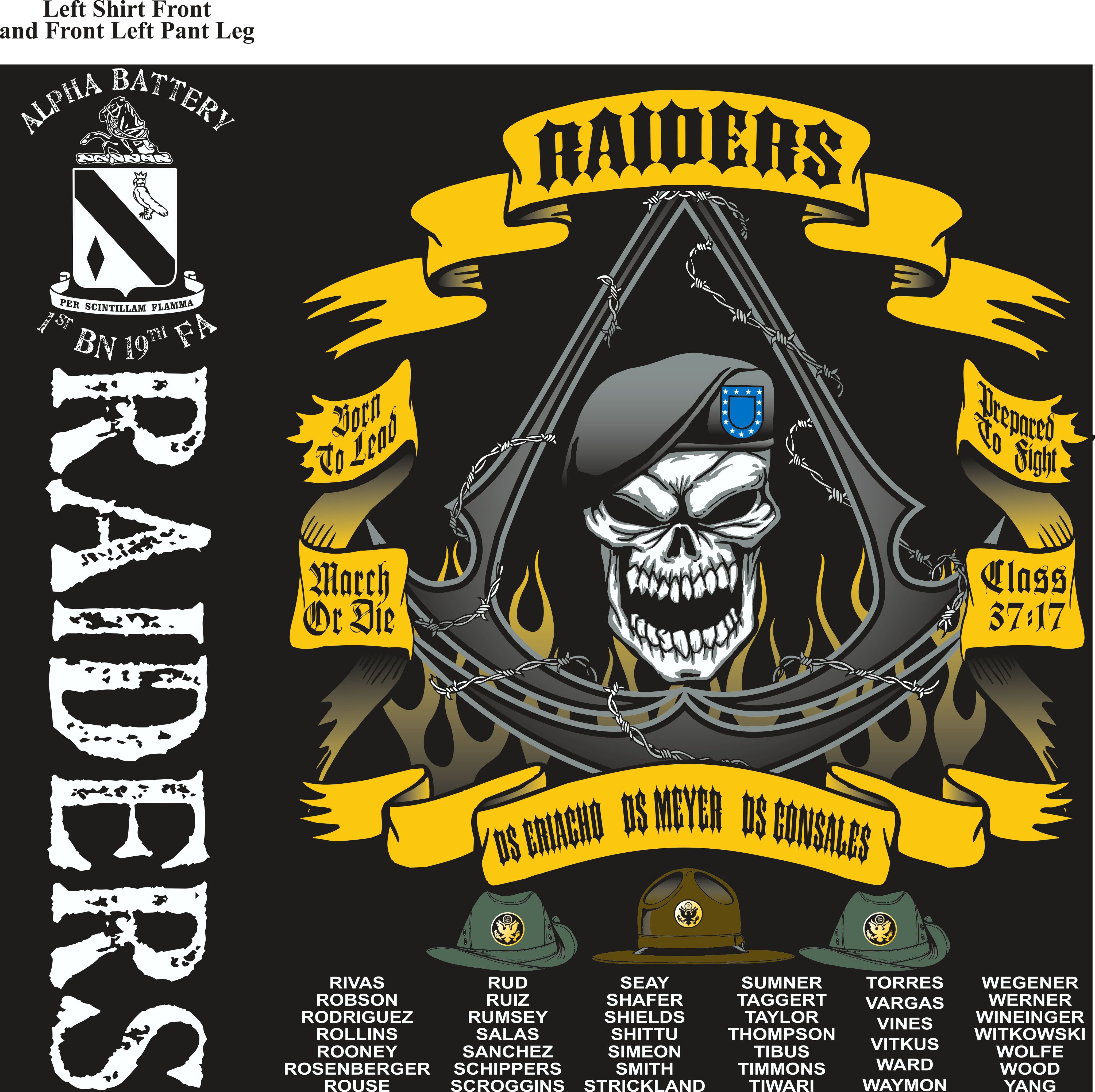 PLATOON SHIRTS (2nd generation print) ALPHA 1st 19th RAIDERS JUNE 2017