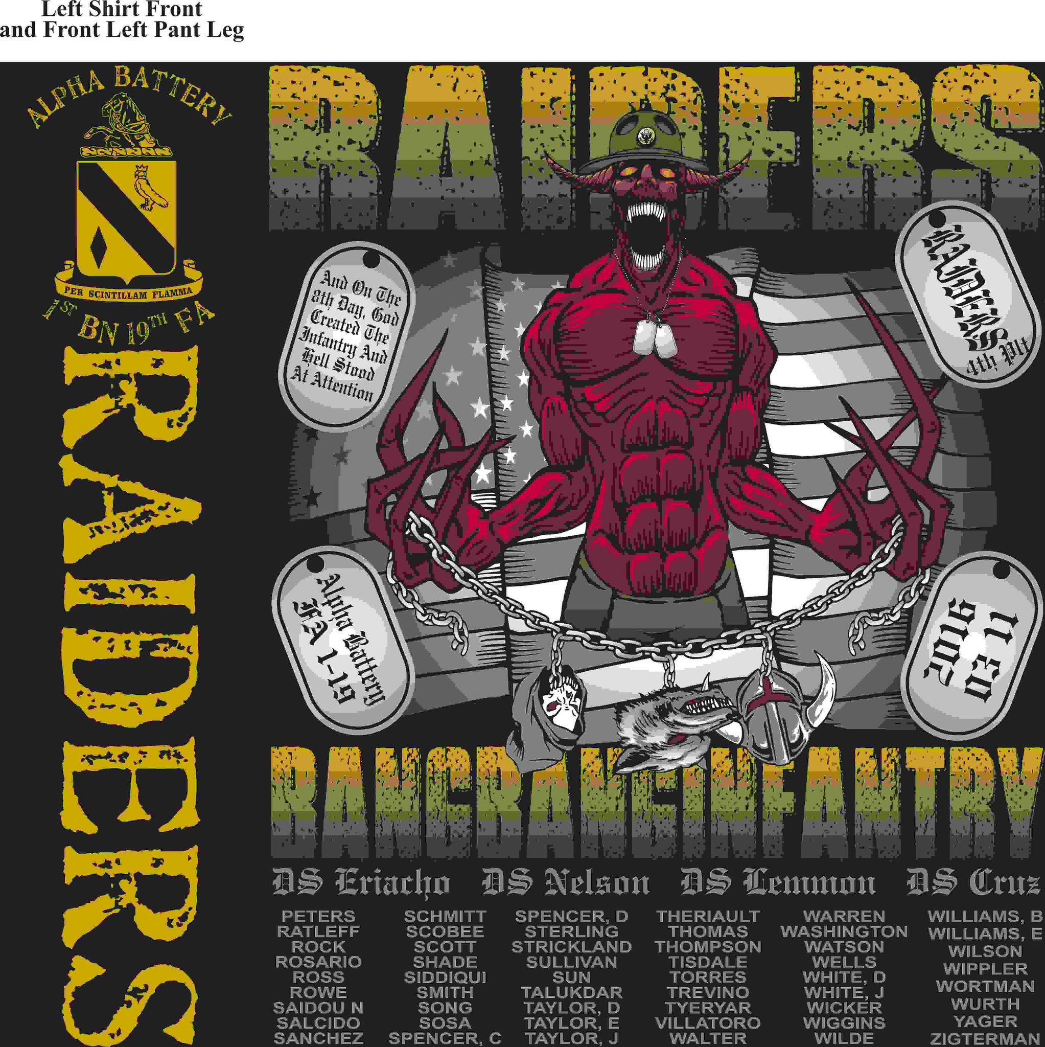 PLATOON SHIRTS (2nd generation print) ALPHA 1st 19th RAIDERS MAR 2016