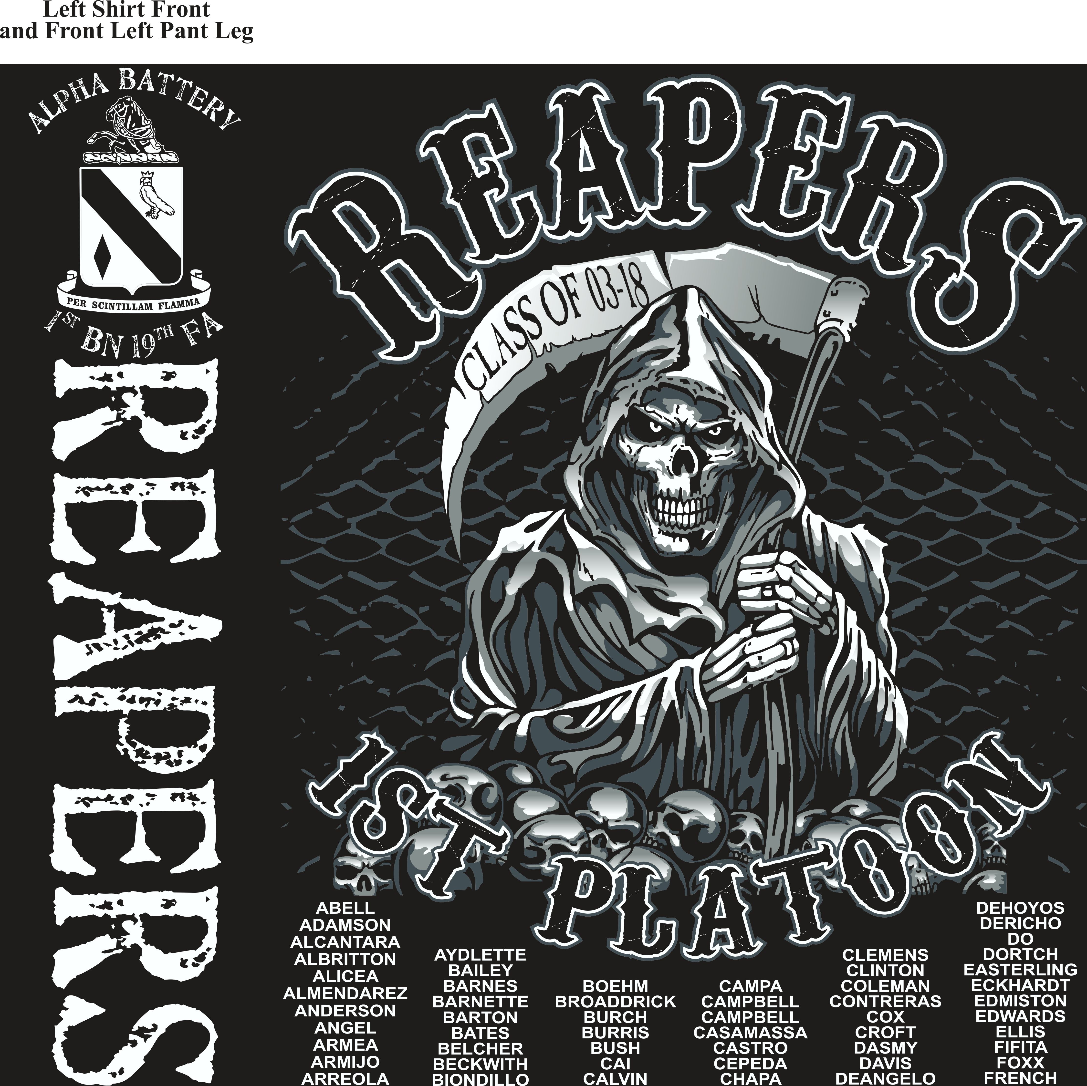 Platoon Shirts (2nd generation print) ALPHA 1ST 19TH REAPERS DEC 2017
