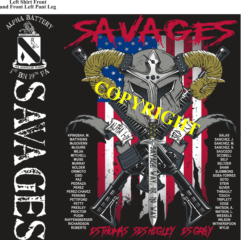 Platoon Shirts (2nd generation print) ALPHA 1st 19th SAVAGES JAN 2020