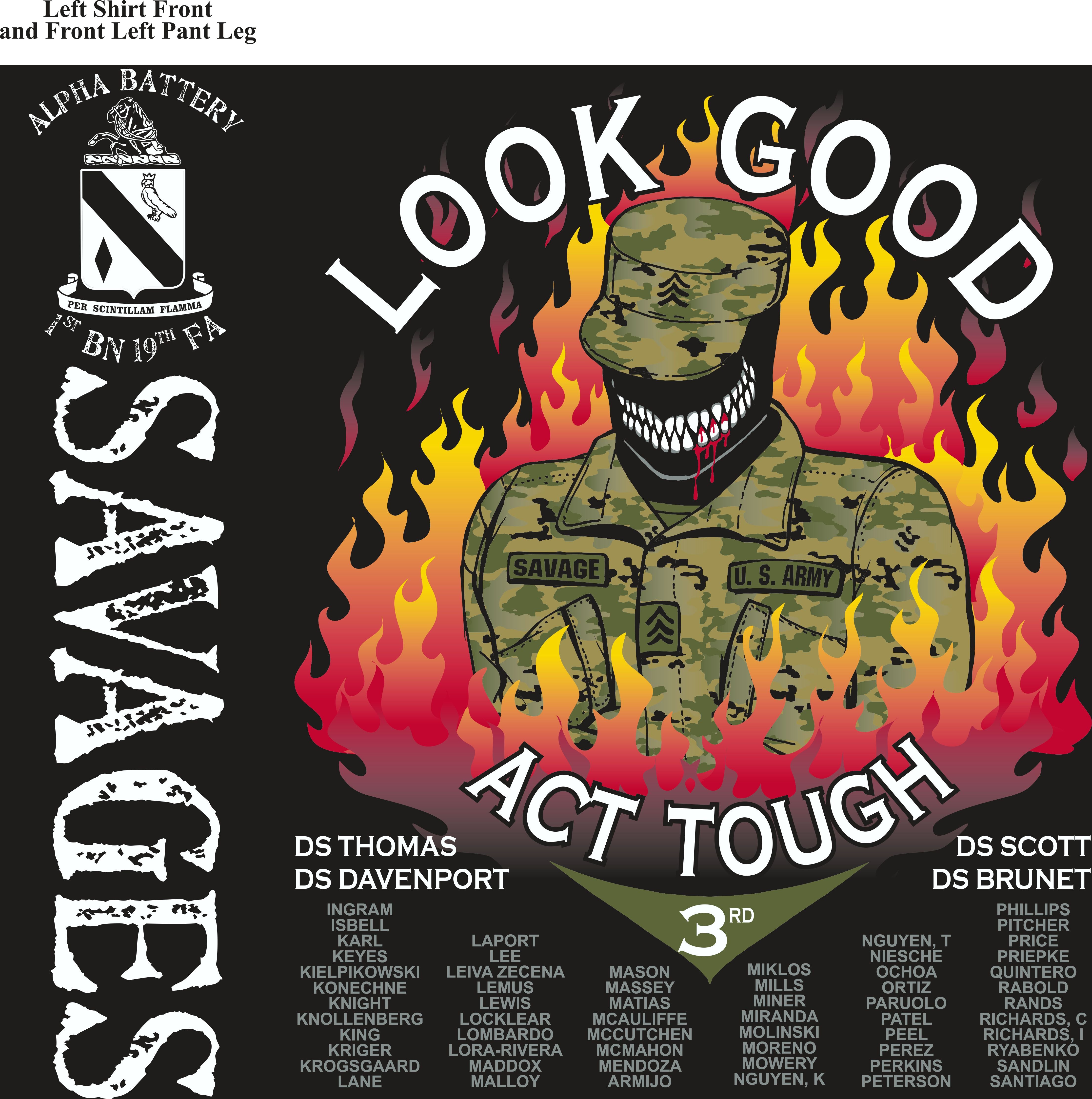 Platoon Shirts (2nd generation print) ALPHA 1st 19th SAVAGES JULY 2018