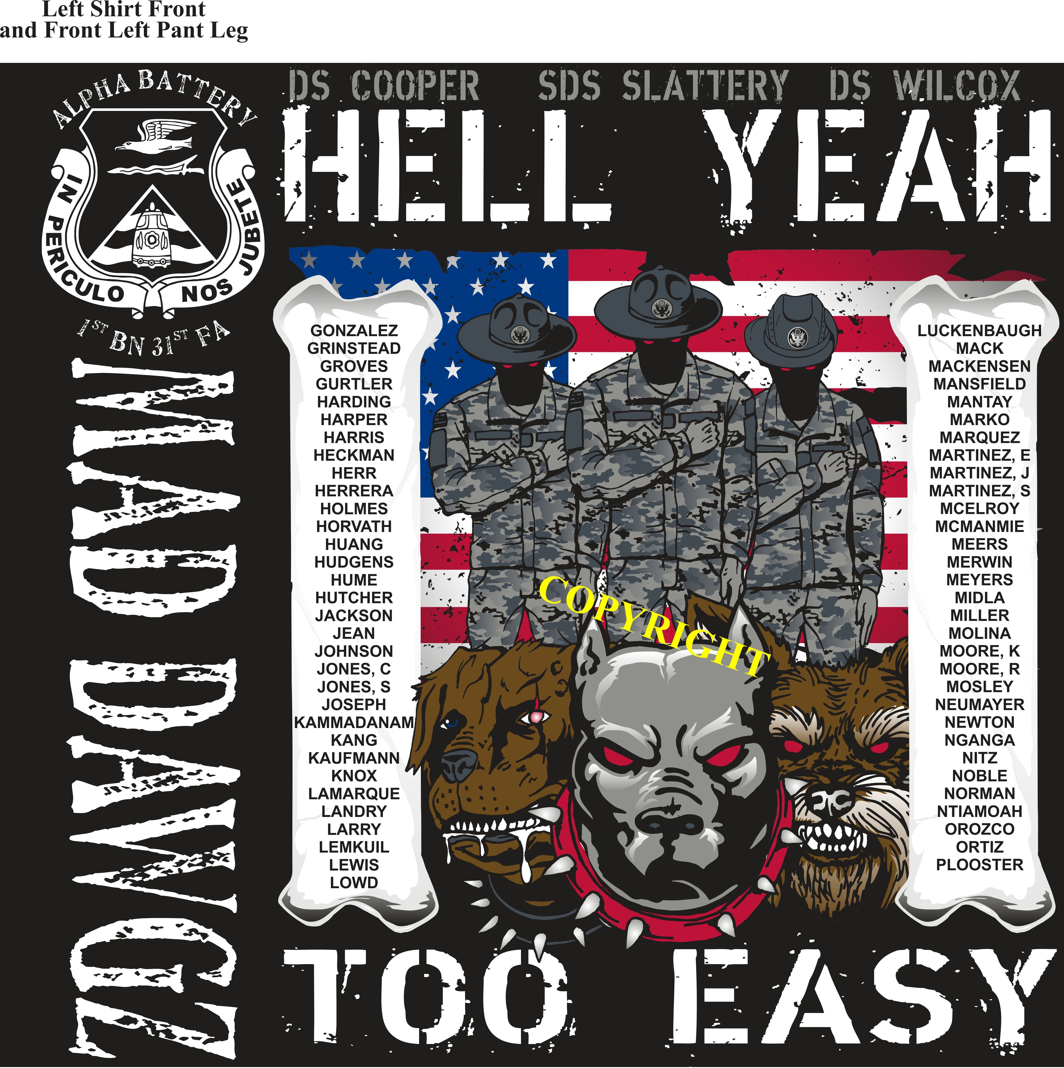 Platoon Shirts (2nd generation print) ALPHA 1st 31st MAD DAWGZ DEC 2018