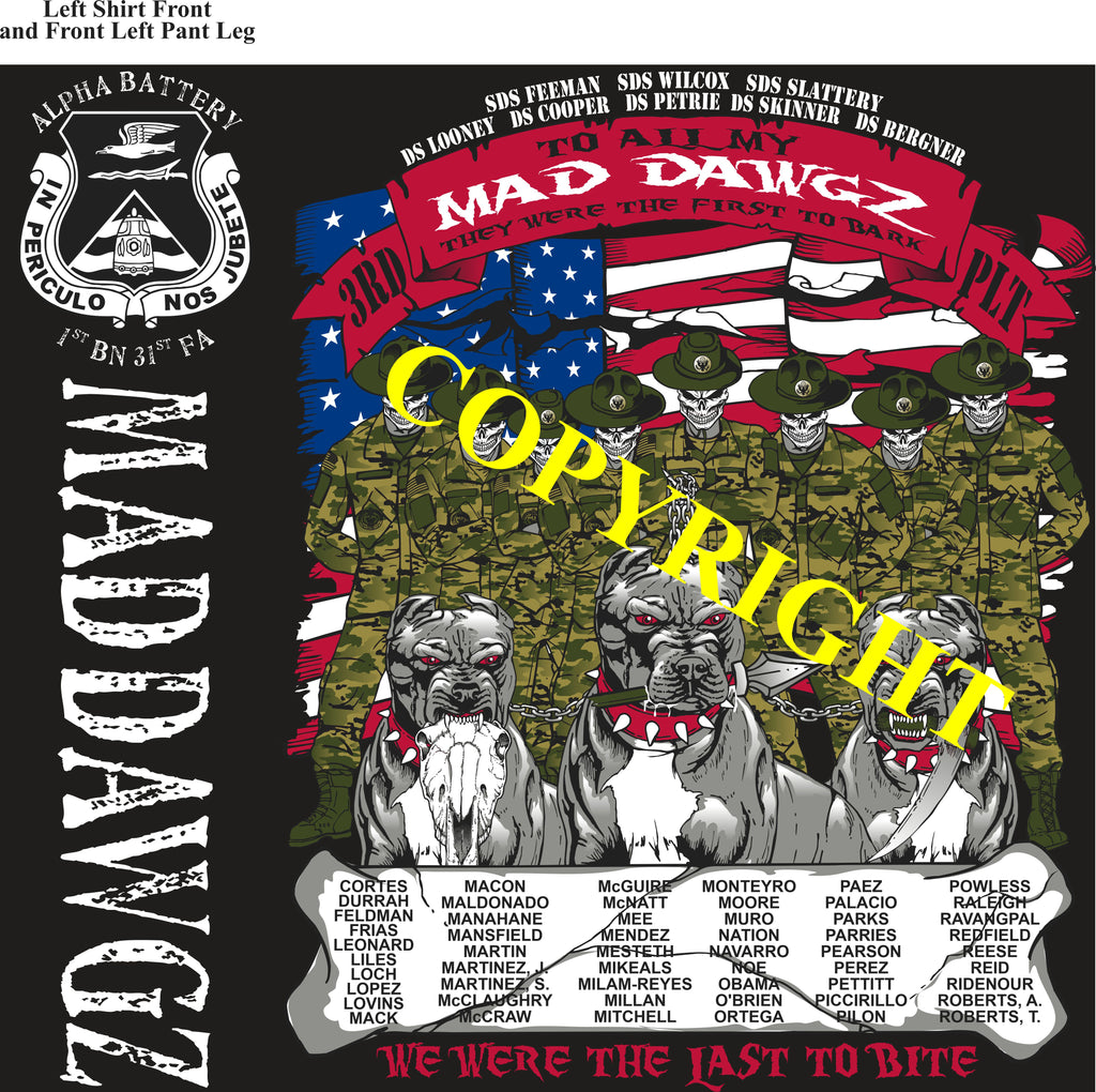 Platoon Shirts (2nd generation print) ALPHA 1st 31st MAD DAWGZ JAN 2020