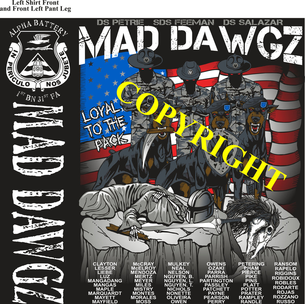 Platoon Shirts (2nd generation print) ALPHA 1st 31st MAD DAWGZ OCT 2019