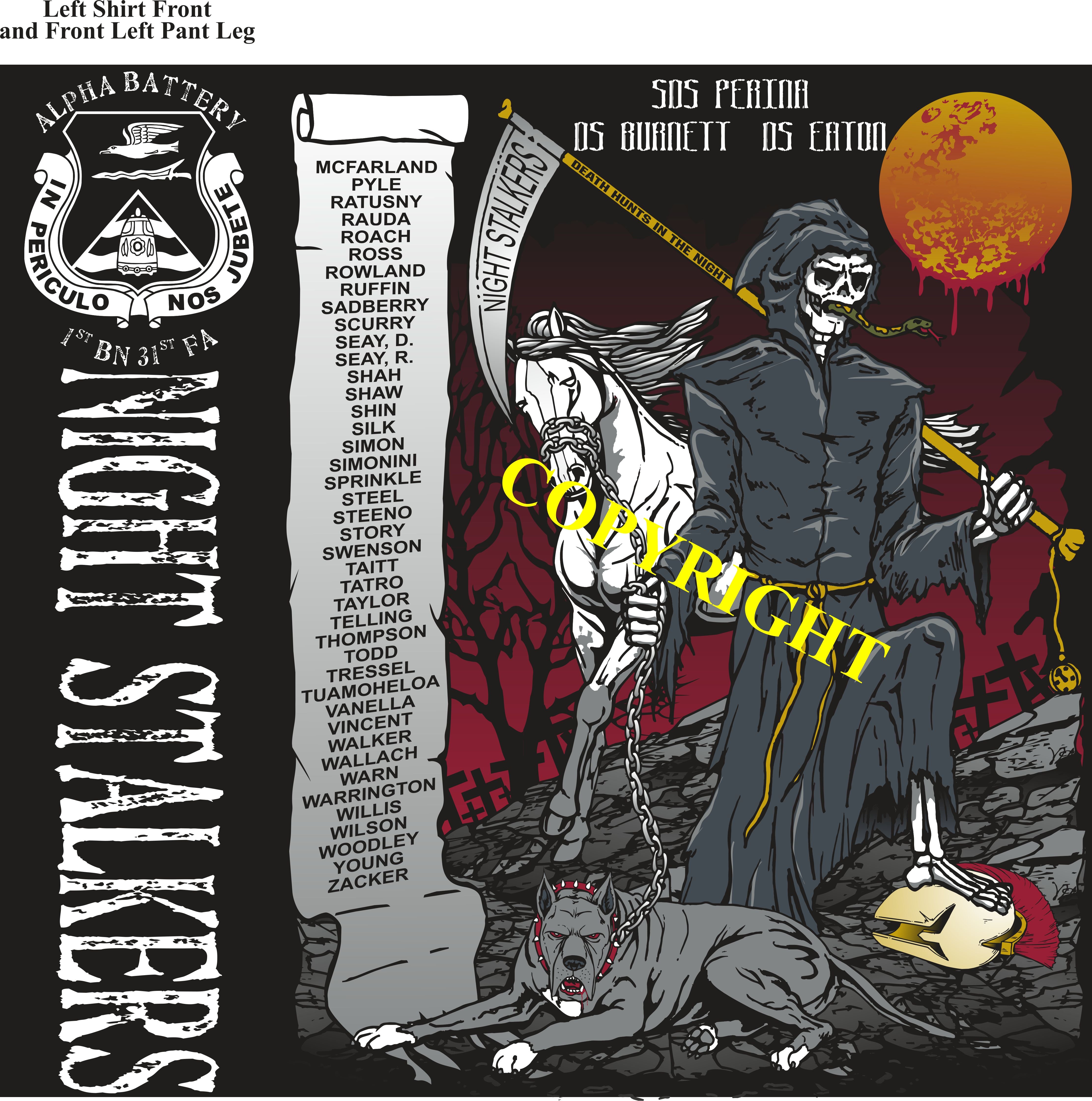 Platoon Shirts (2nd generation print) ALPHA 1st 31st NIGHT STALKERS APR 2019
