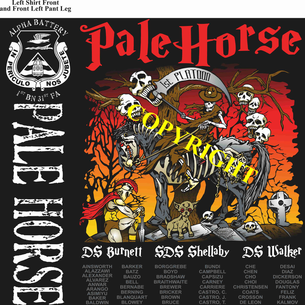Platoon Shirts (2nd generation print) ALPHA 1st 31st PALE HORSE JULY 2019