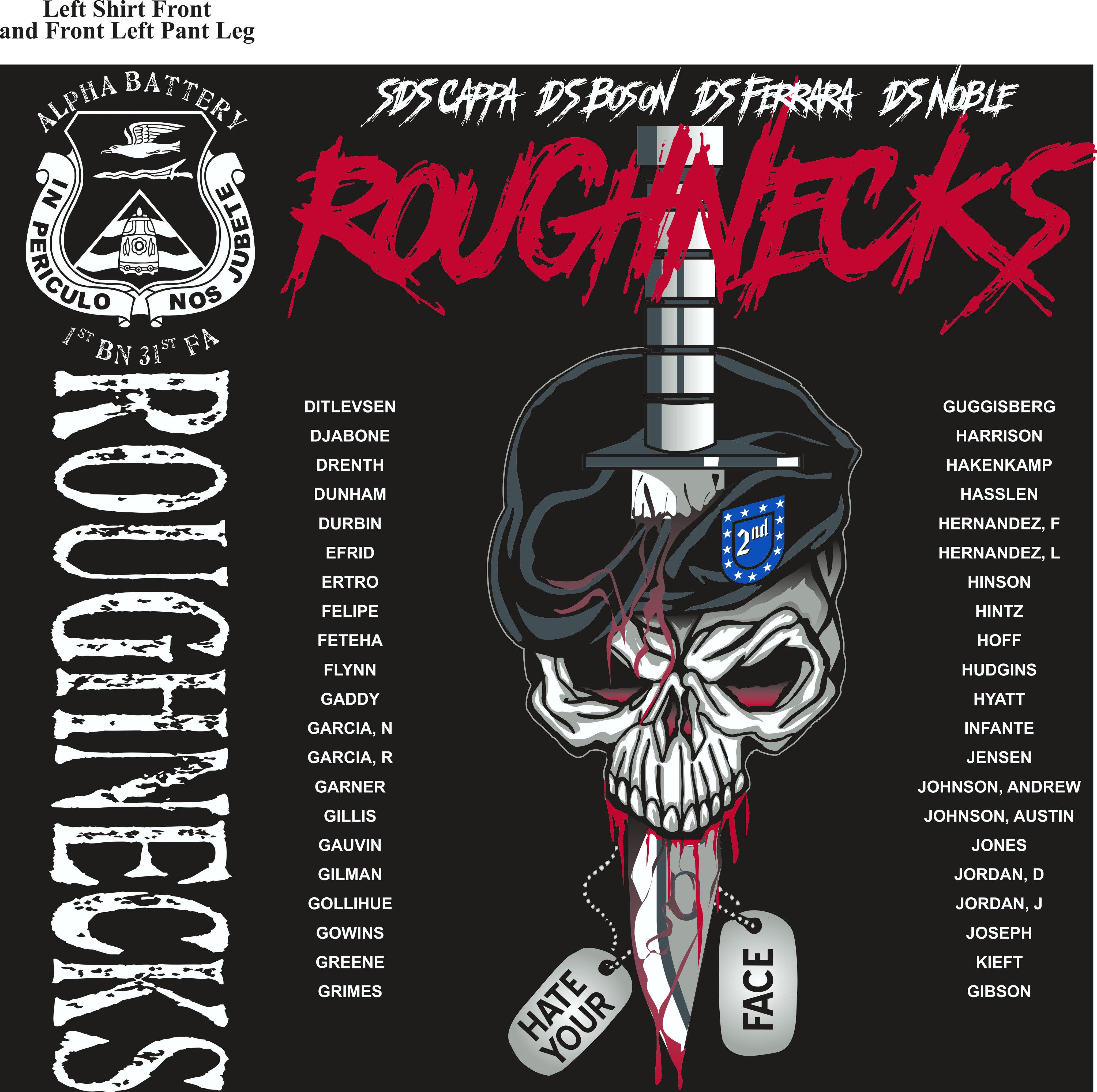 PLATOON SHIRTS (2nd generation print) ALPHA 1st 31st ROUGHNECKS JUNE 2017