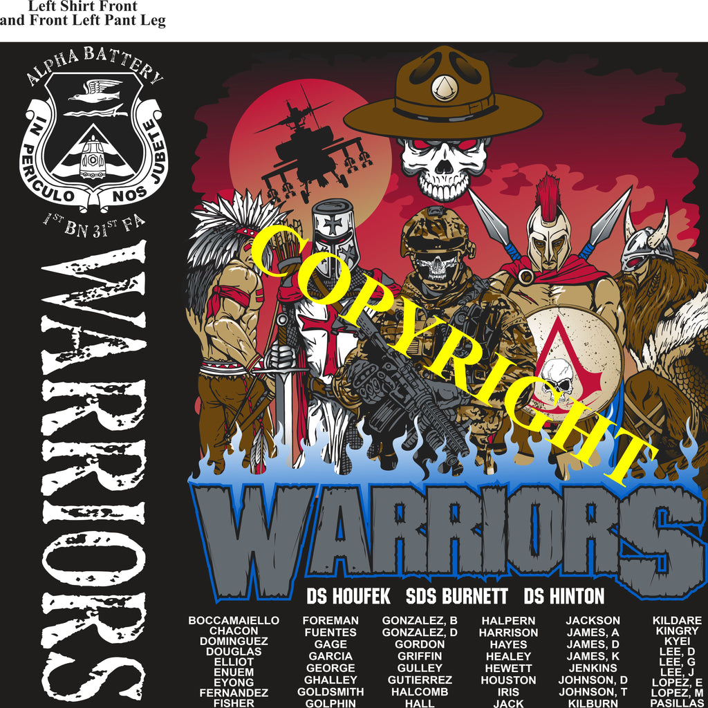 Platoon Shirts (2nd generation print) ALPHA 1st 31st WARRIORS JAN 2020