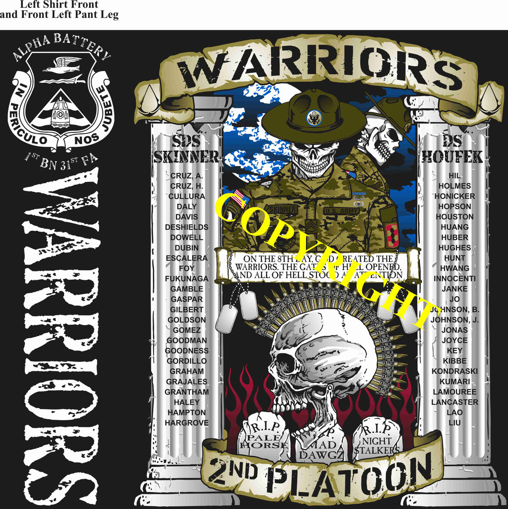 Platoon Shirts (2nd generation print) ALPHA 1st 31st WARRIORS JULY 2019