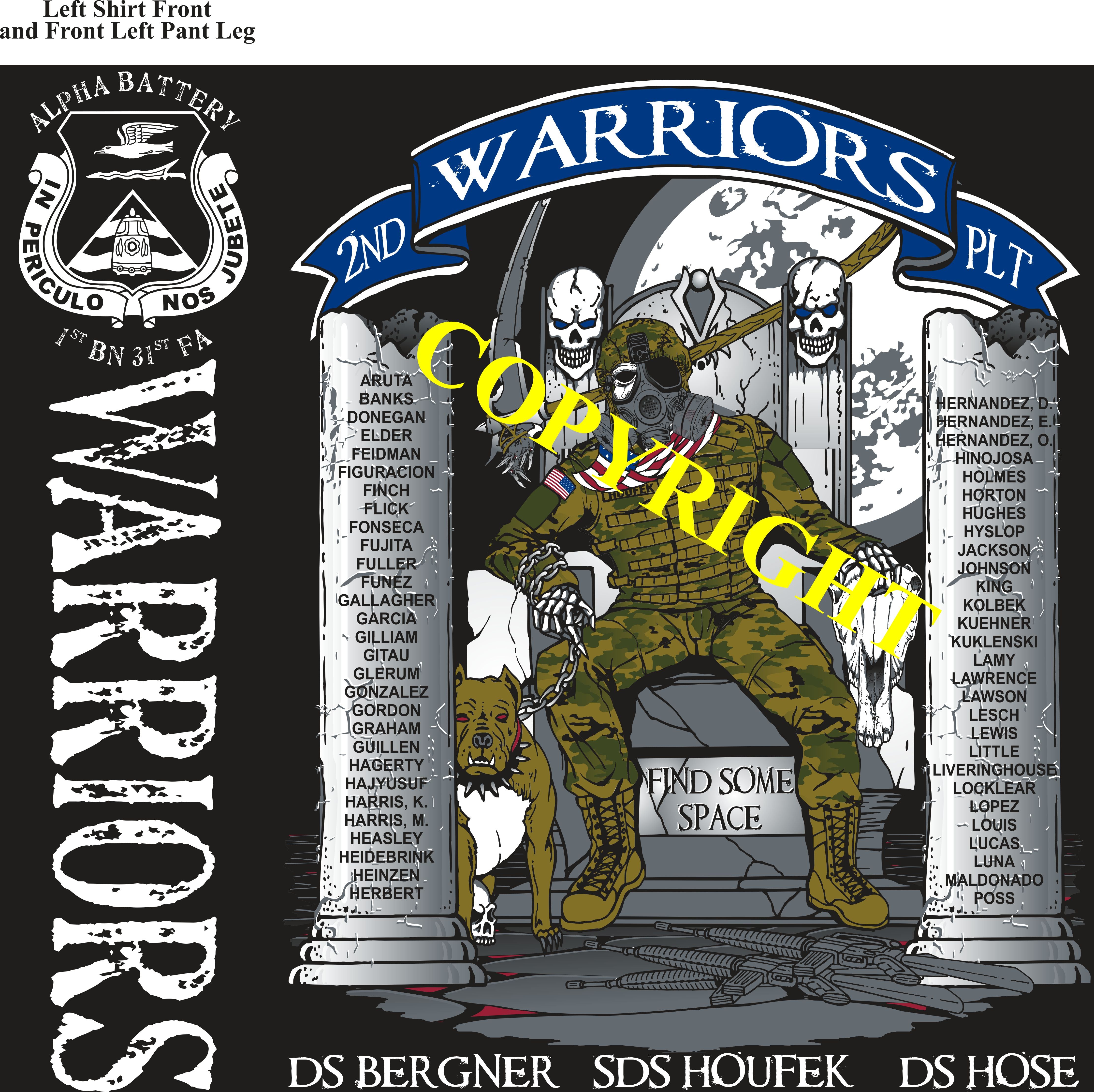 Platoon Shirts (2nd generation print) ALPHA 1st 31st WARRIORS OCT 2019