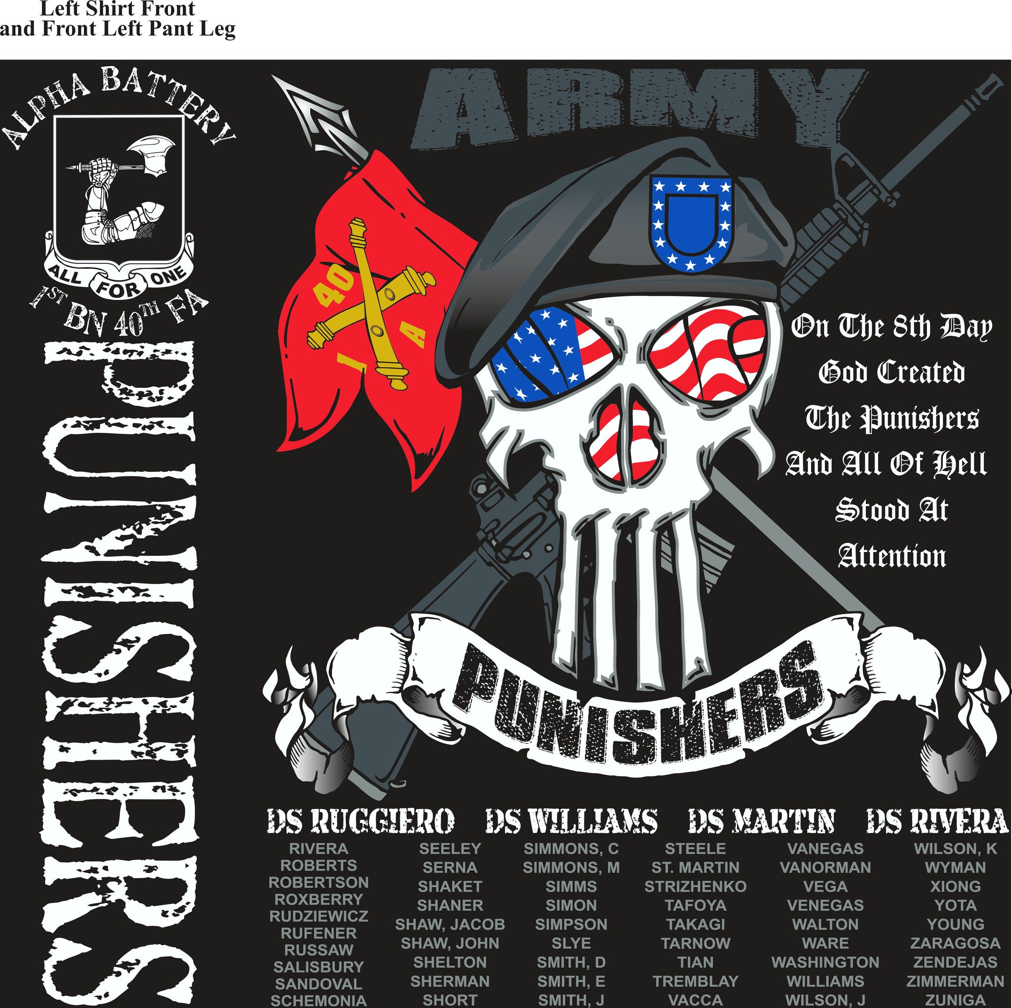 PLATOON SHIRTS (2nd generation print) ALPHA 1st 40th PUNISHERS DEC 2016