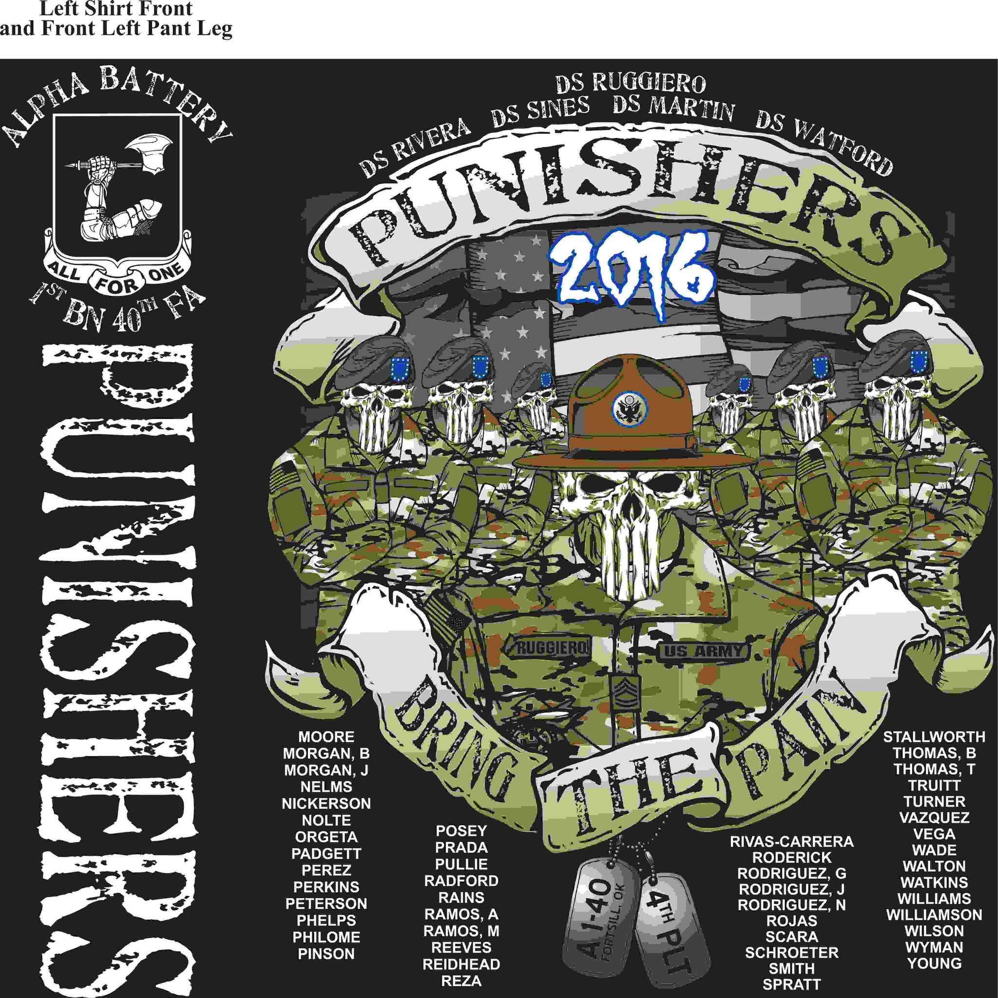 PLATOON SHIRTS (2nd generation print) ALPHA 1st 40th PUNISHERS JUNE 2016