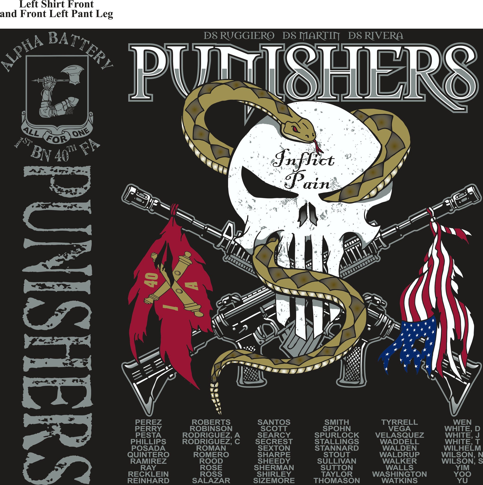 PLATOON SHIRTS (2nd generation print) ALPHA 1st 40th PUNISHERS SEPT 2016