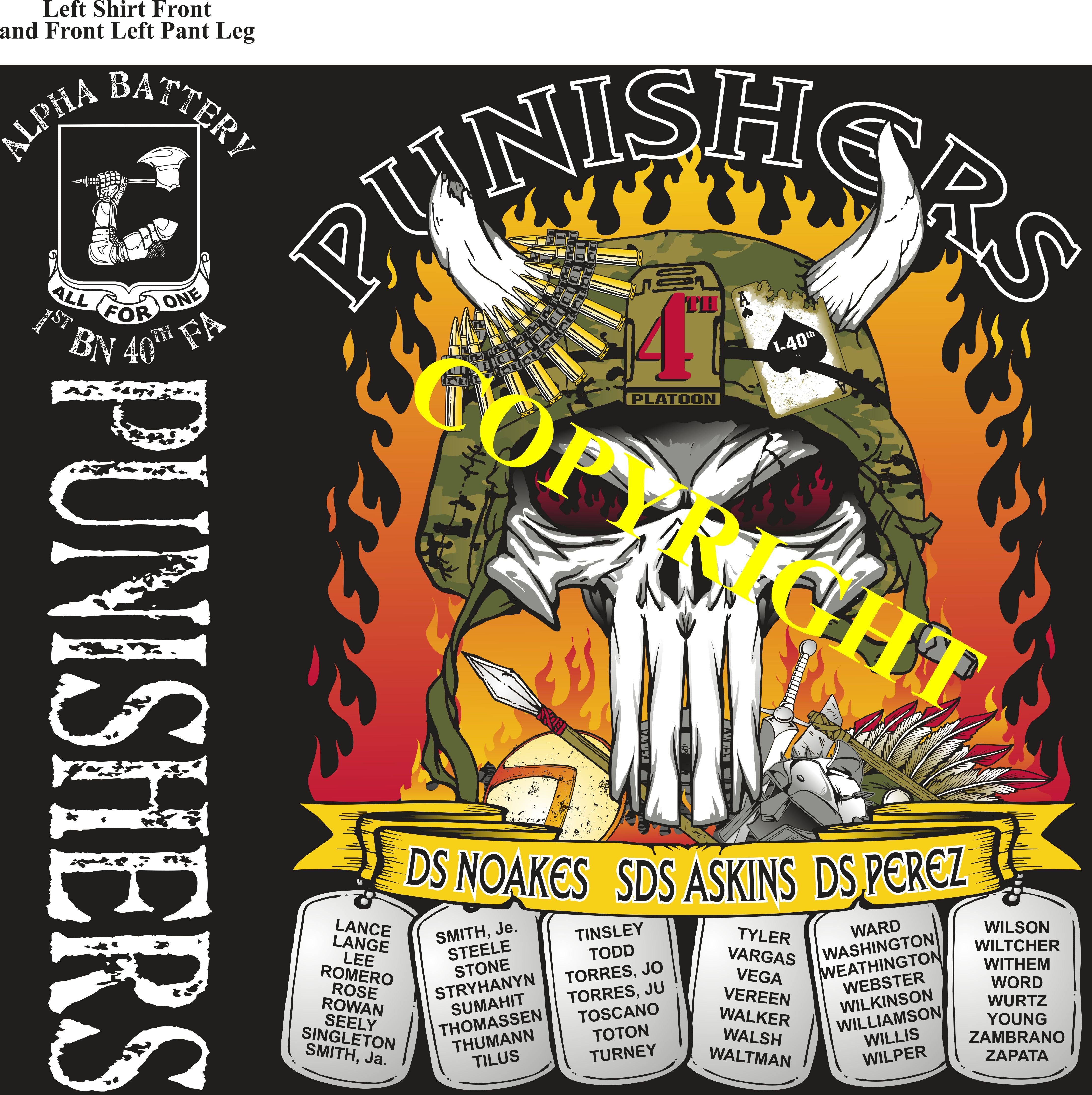 Platoon Shirts (2nd generation print) ALPHA 1st 40th PUNISHERS SEPT 2019