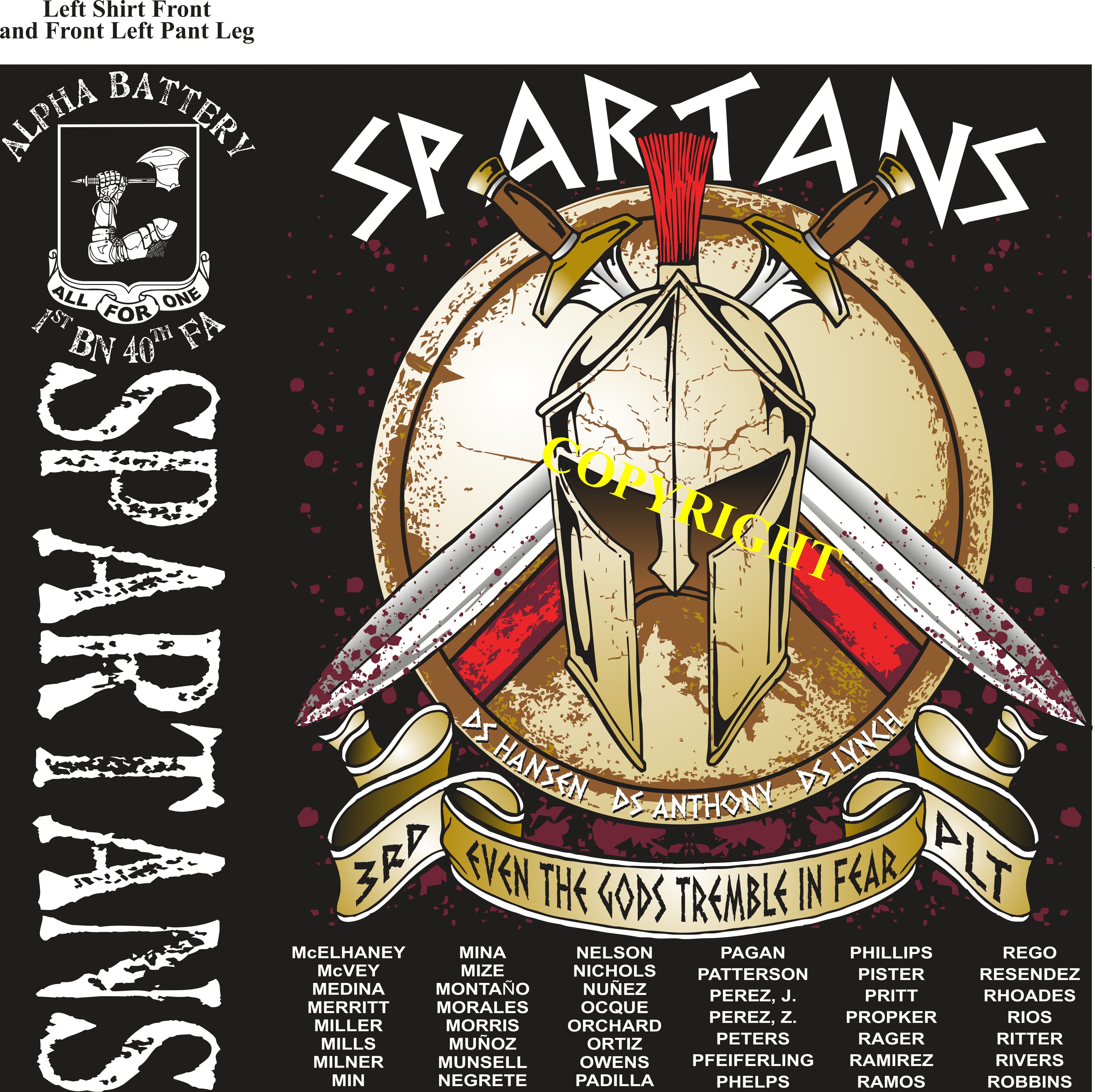 Platoon Shirts (2nd generation print) ALPHA 1st 40th SPARTANS FEB 2019