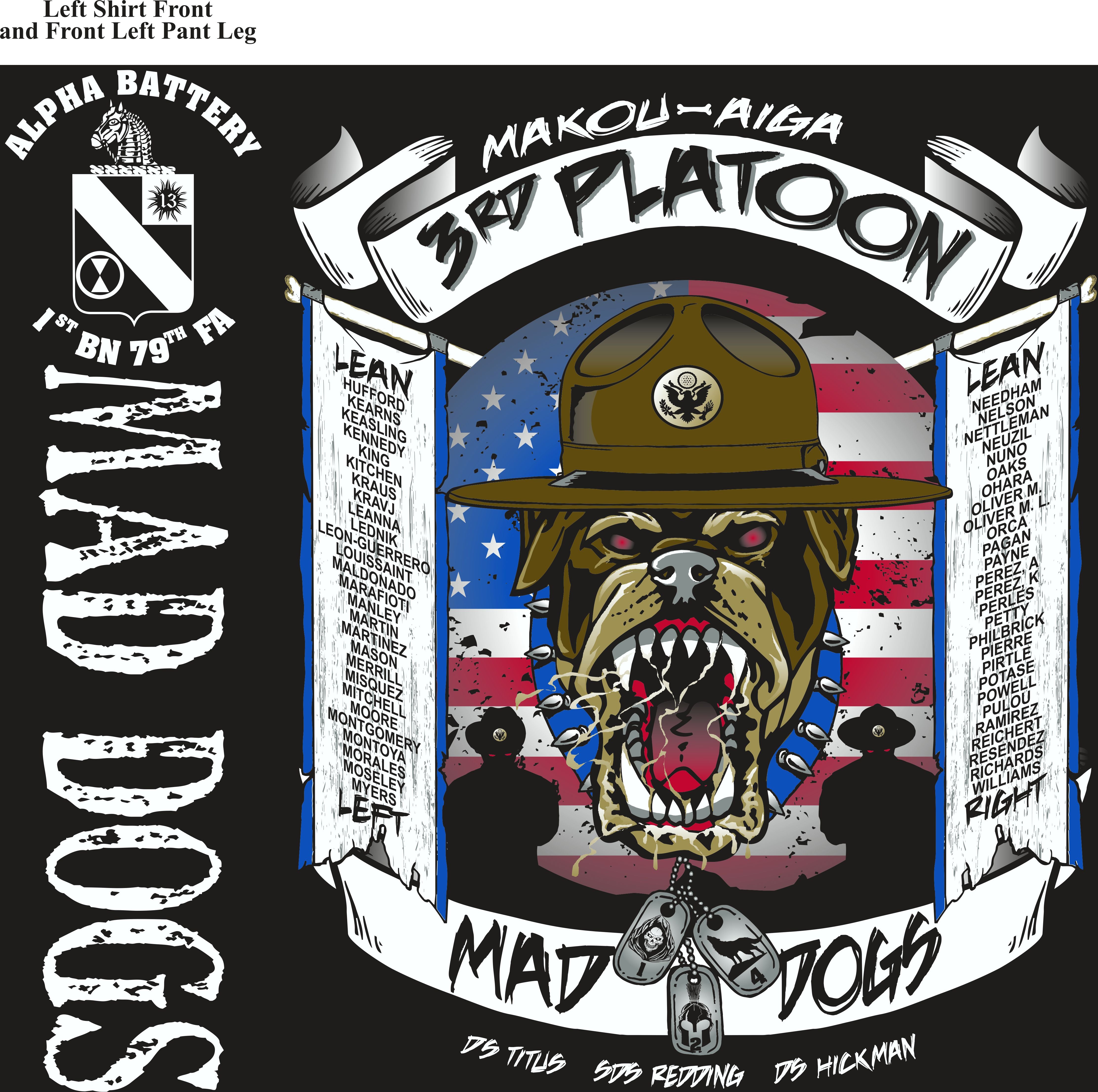 Platoon Shirts (2nd generation print) ALPHA 1st 79th MAD DOGS SEPT 2018