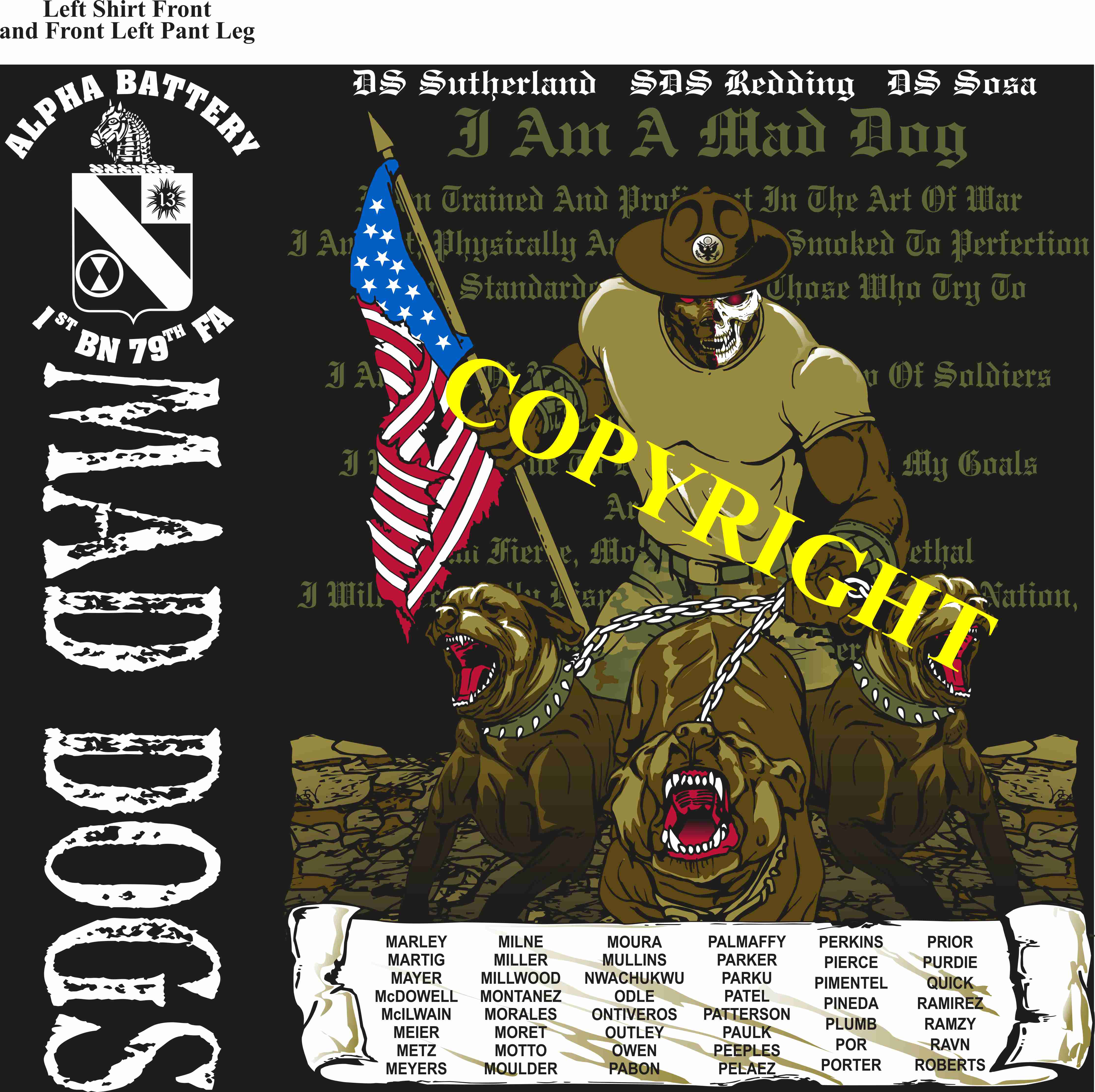 Platoon Shirts (2nd generation print) ALPHA 1st 79th MAD DOGS JULY 2019