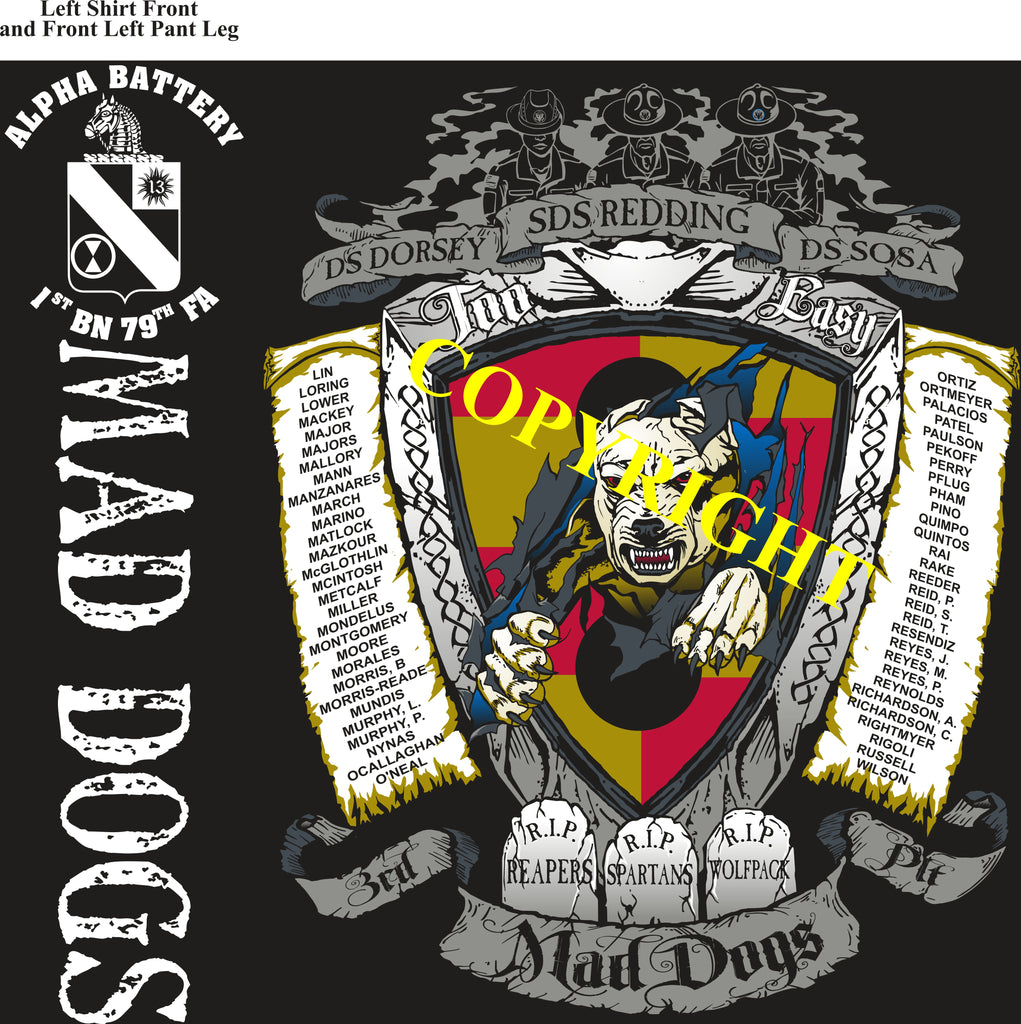Platoon Shirts (2nd generation print) ALPHA 1st 79th MAD DOGS OCT 2019