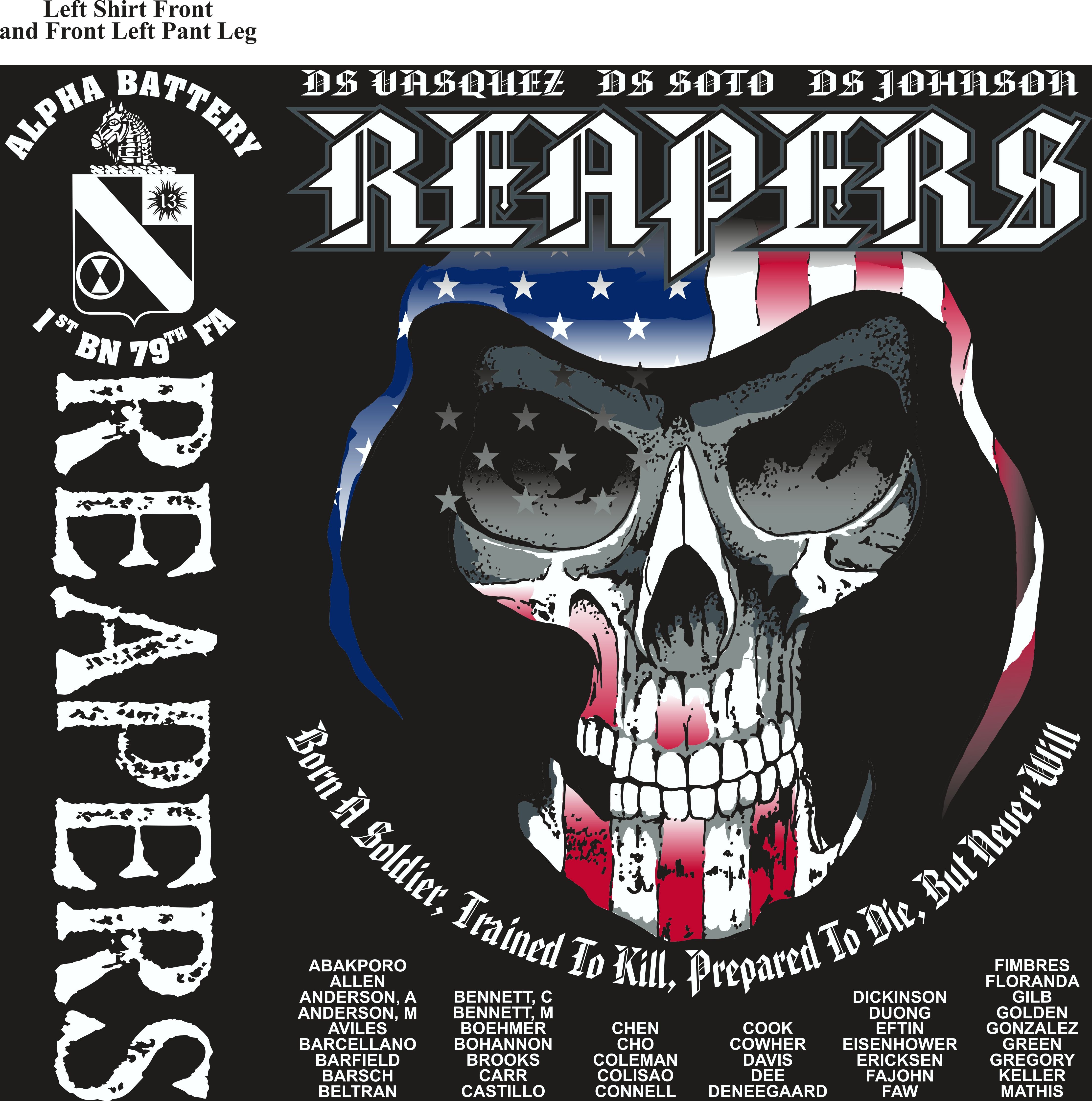 Platoon Shirts (2nd generation print) ALPHA 1st 79th REAPERS JUNE 2018