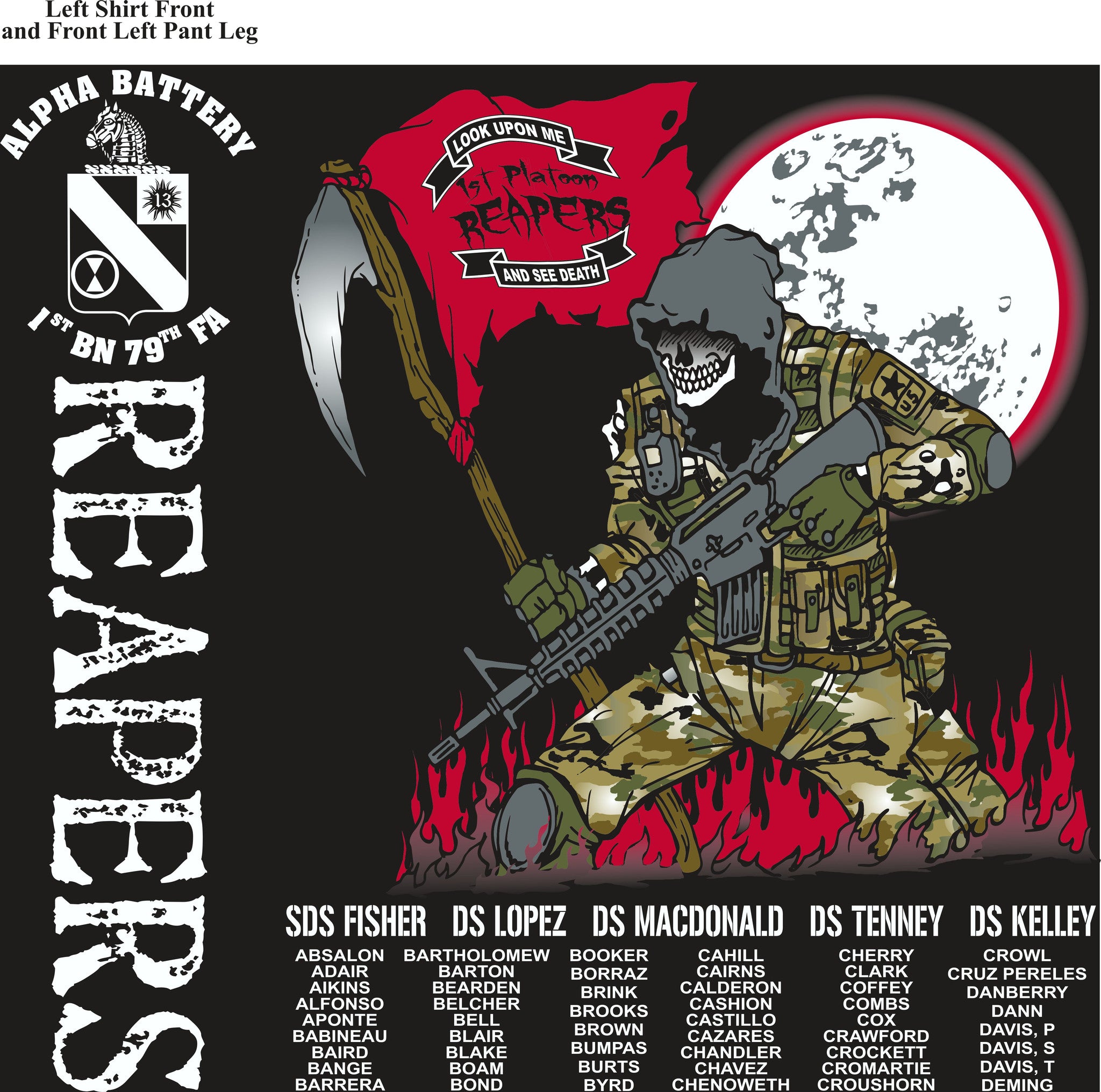 PLATOON SHIRTS (2nd generation print) ALPHA 1st 79th REAPERS NOV 2016