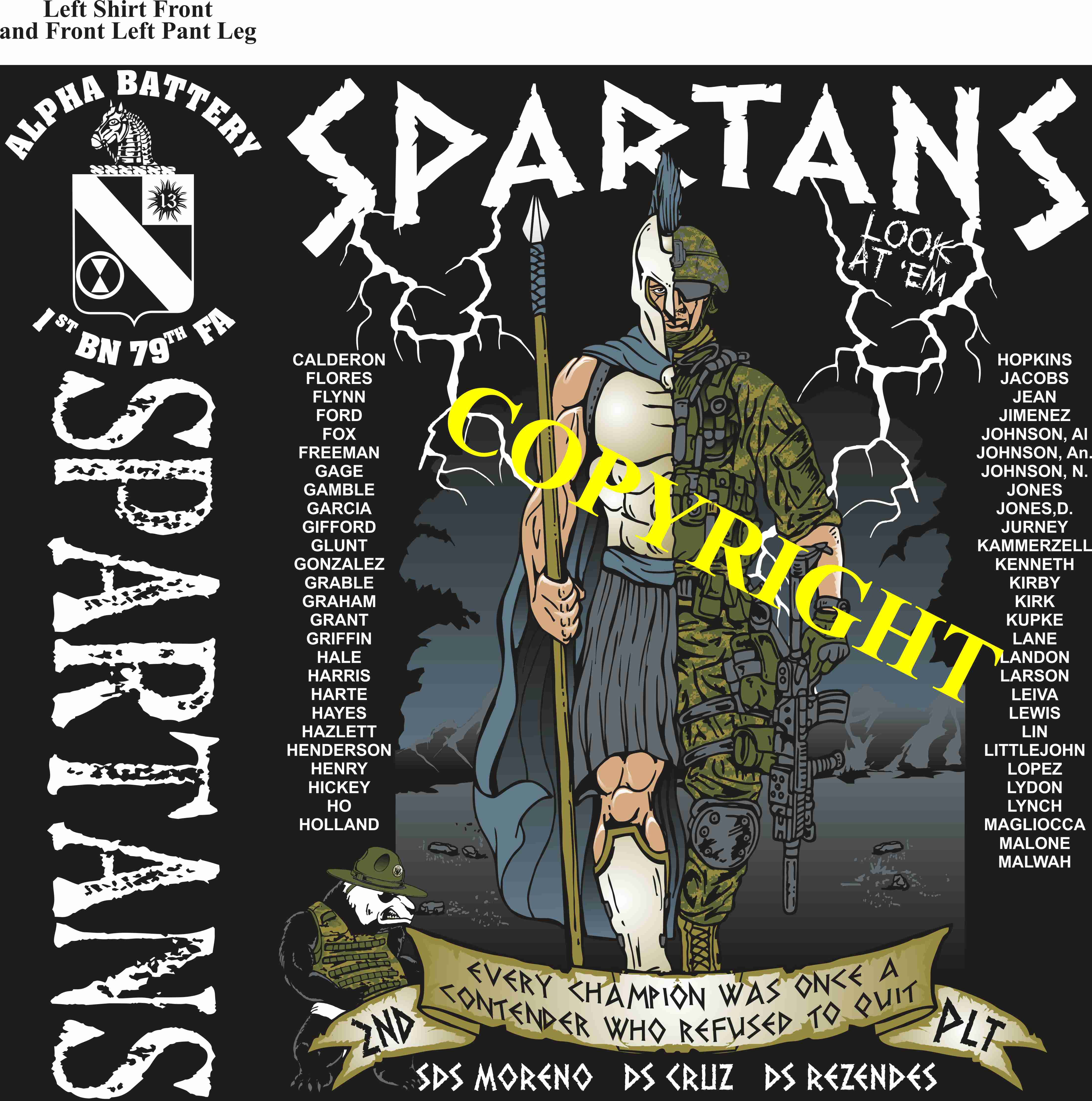 Platoon Shirts (2nd generation print) ALPHA 1st 79th SPARTANS JULY 2019