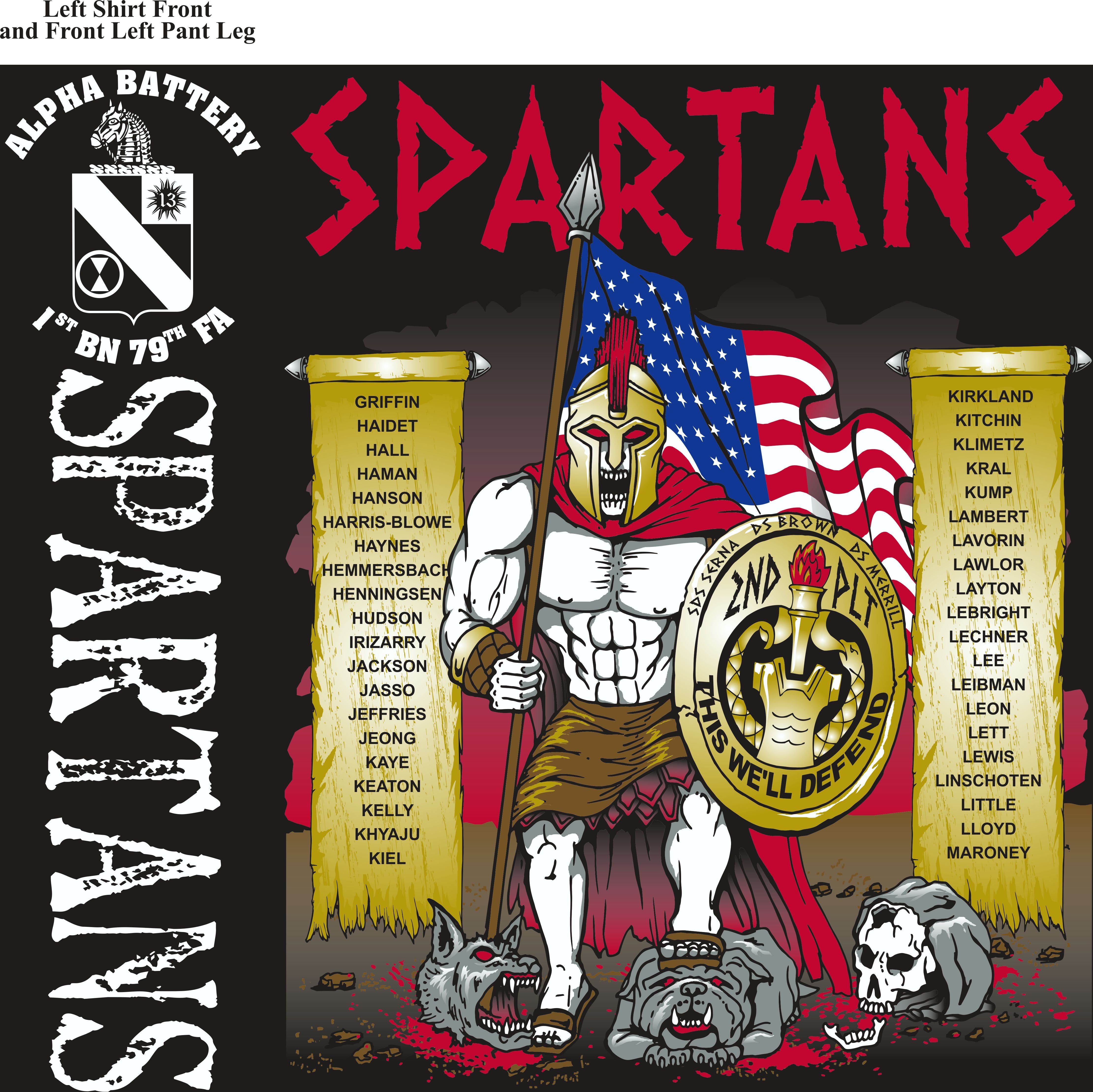 Platoon Shirts (2nd generation print) ALPHA 1st 79th SPARTANS JUNE 2018