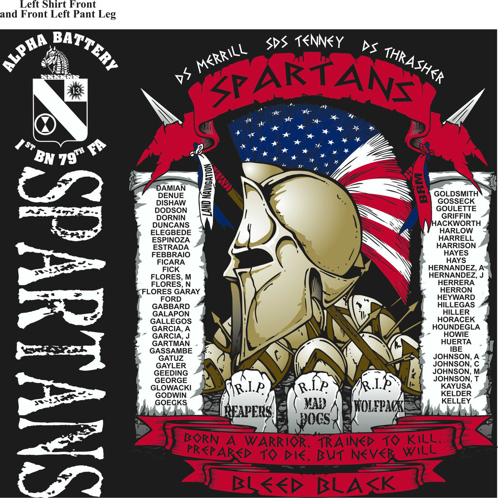Platoon Shirts (2nd generation print) ALPHA 1ST 79TH SPARTANS SEPT 2017