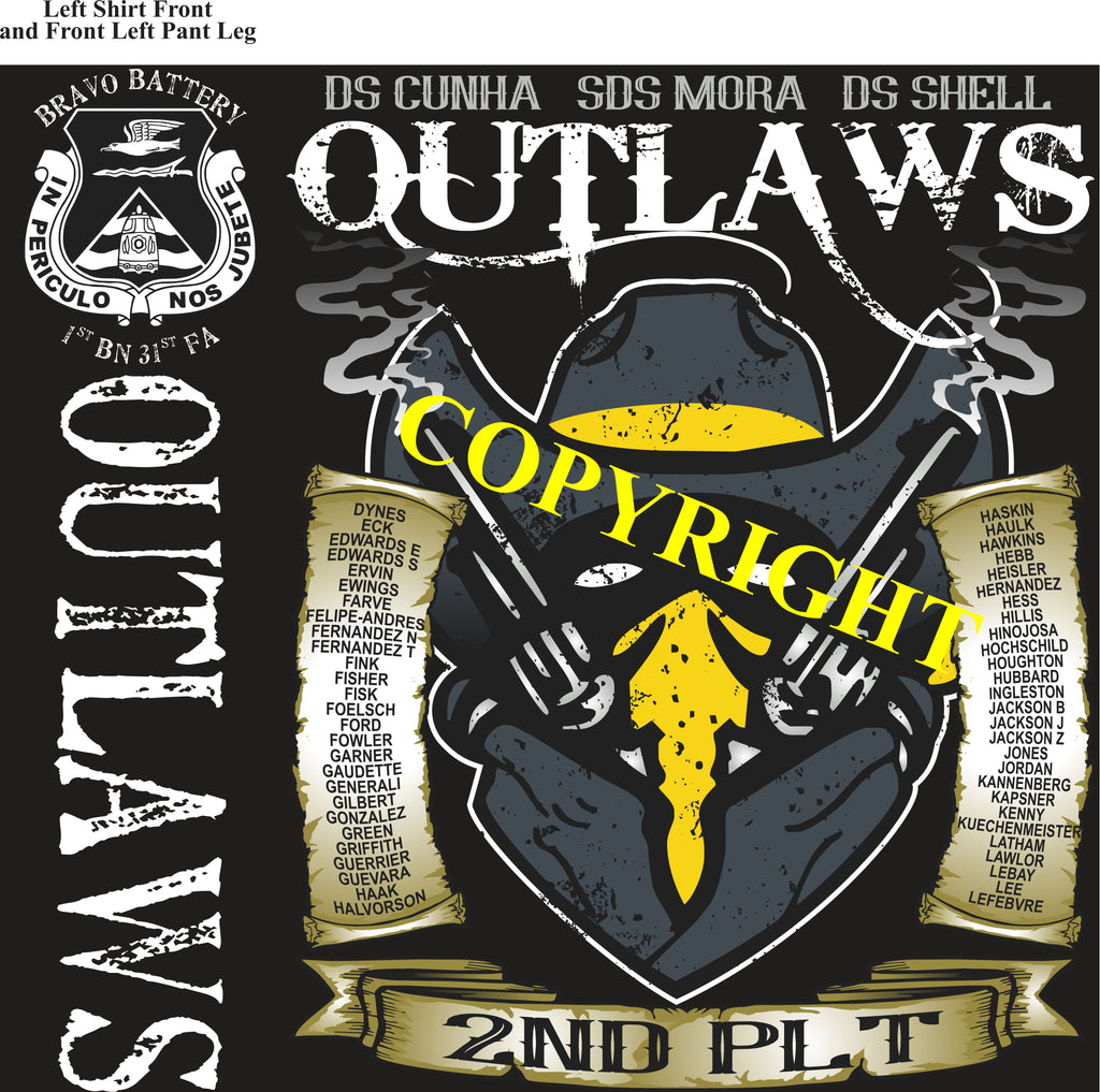 Platoon Items (2nd generation print) BRAVO 1st 31st OUTLAWS SEPT 2020