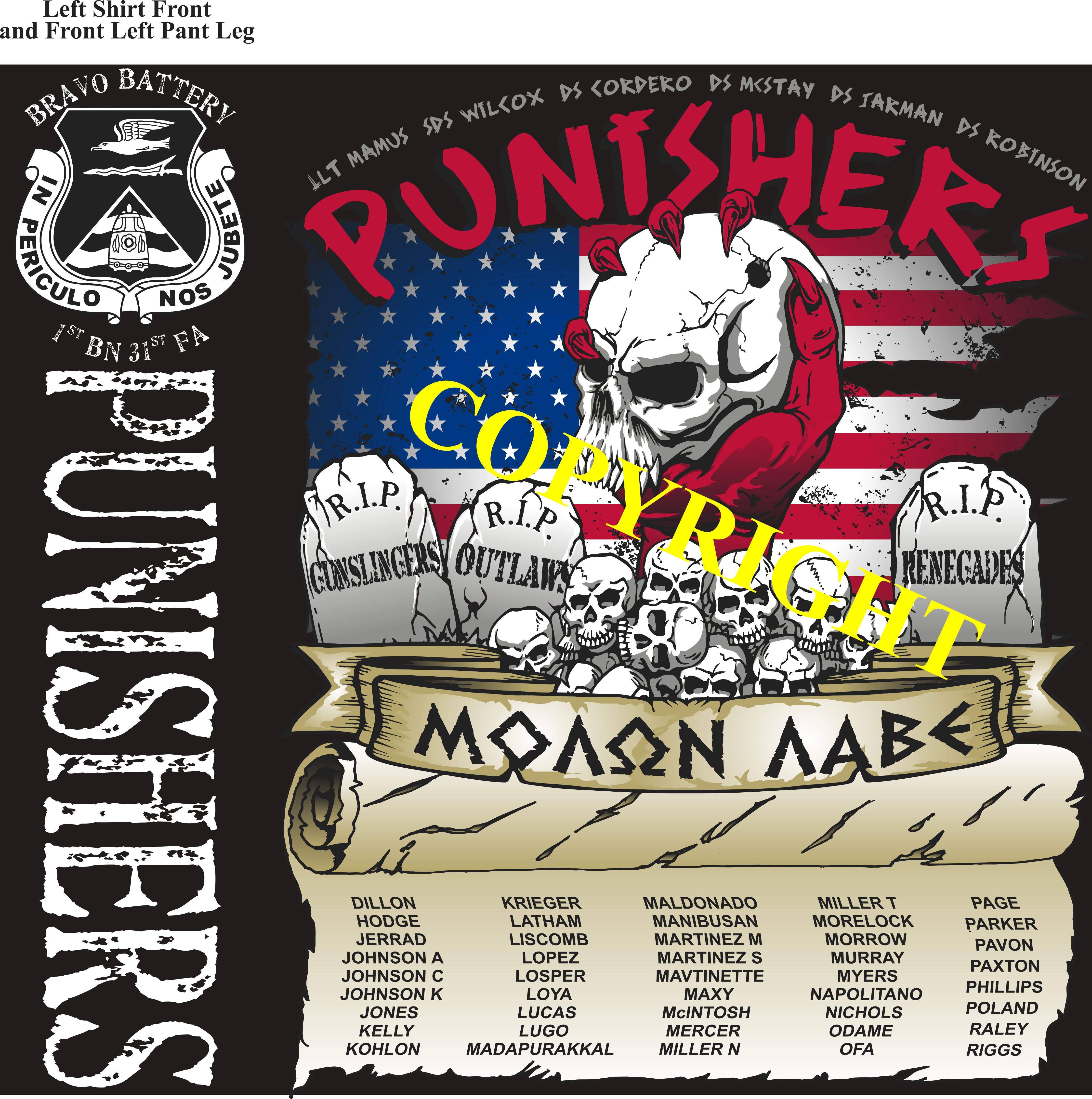 Platoon Shirts (2nd generation print) BRAVO 1st 31st PUNISHERS MAY 2020