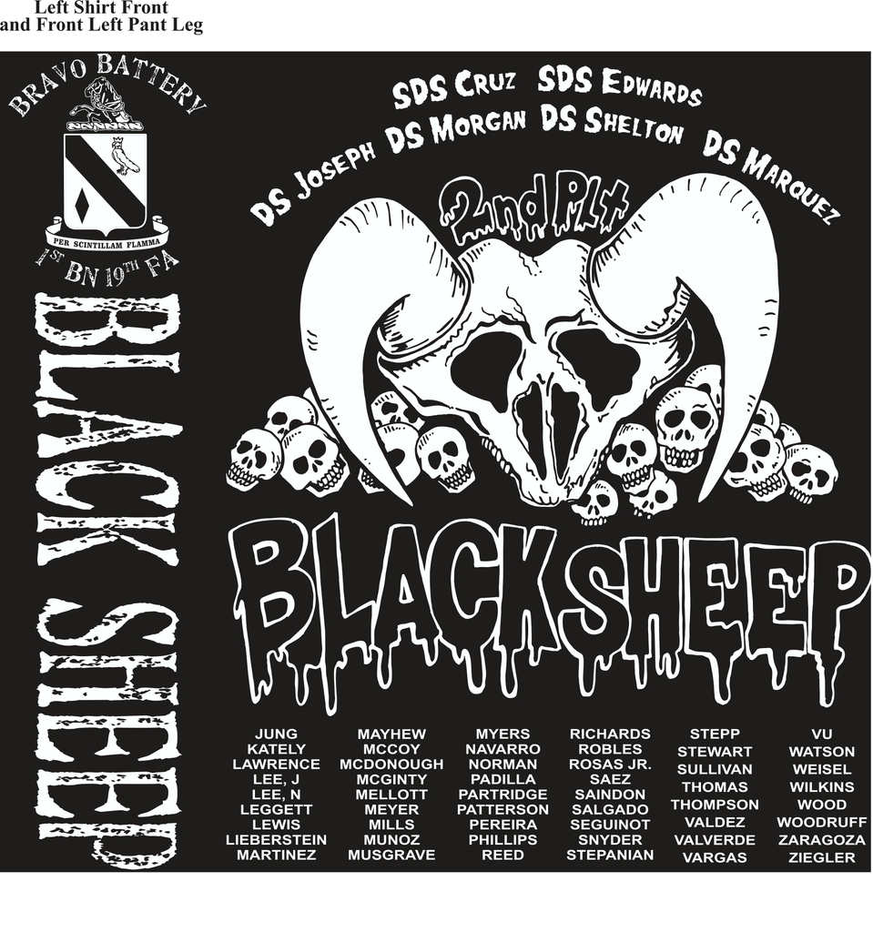 Platoon Shirts (2nd generation print) BRAVO 1st 19th BLACK SHEEP JUNE 2018
