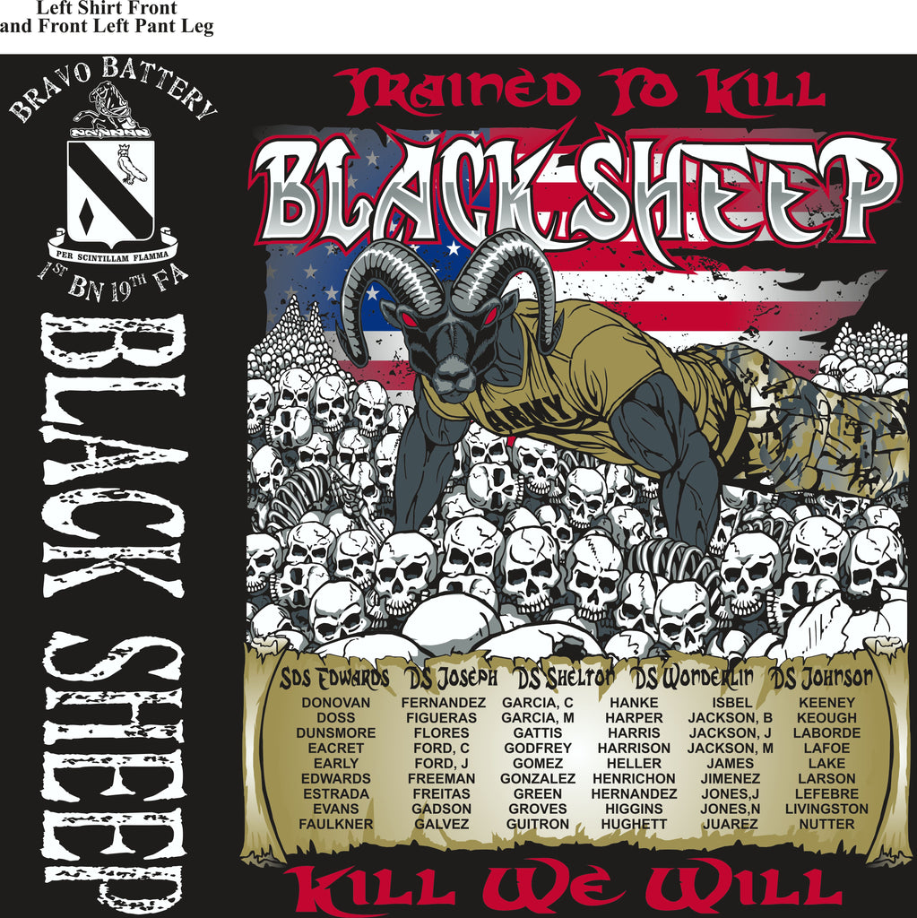 Platoon Shirts (2nd generation print) BRAVO 1st 19th BLACK SHEEP SEPT 2018