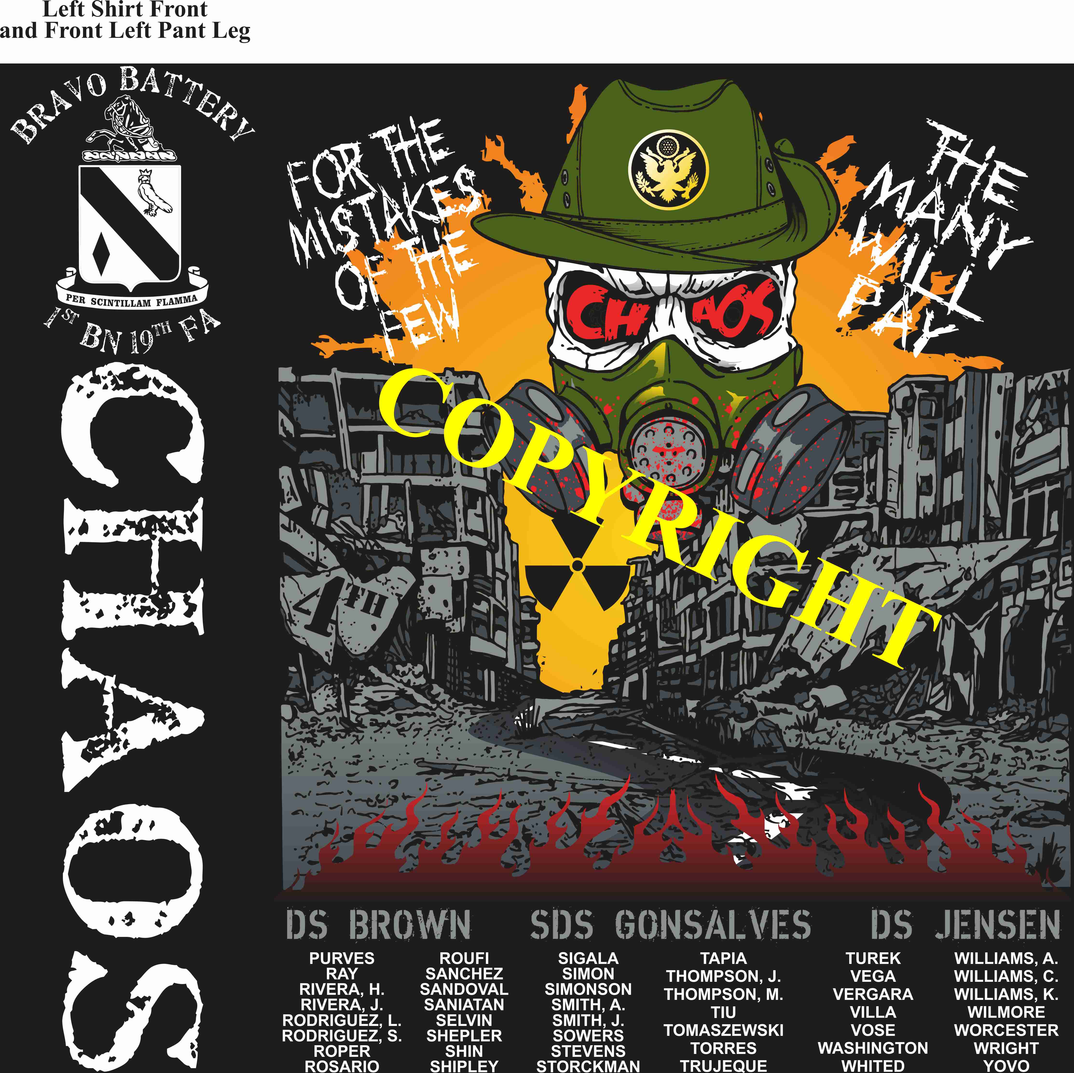 Platoon Shirts (2nd generation print) BRAVO 1st 19th CHAOS JULY 2019