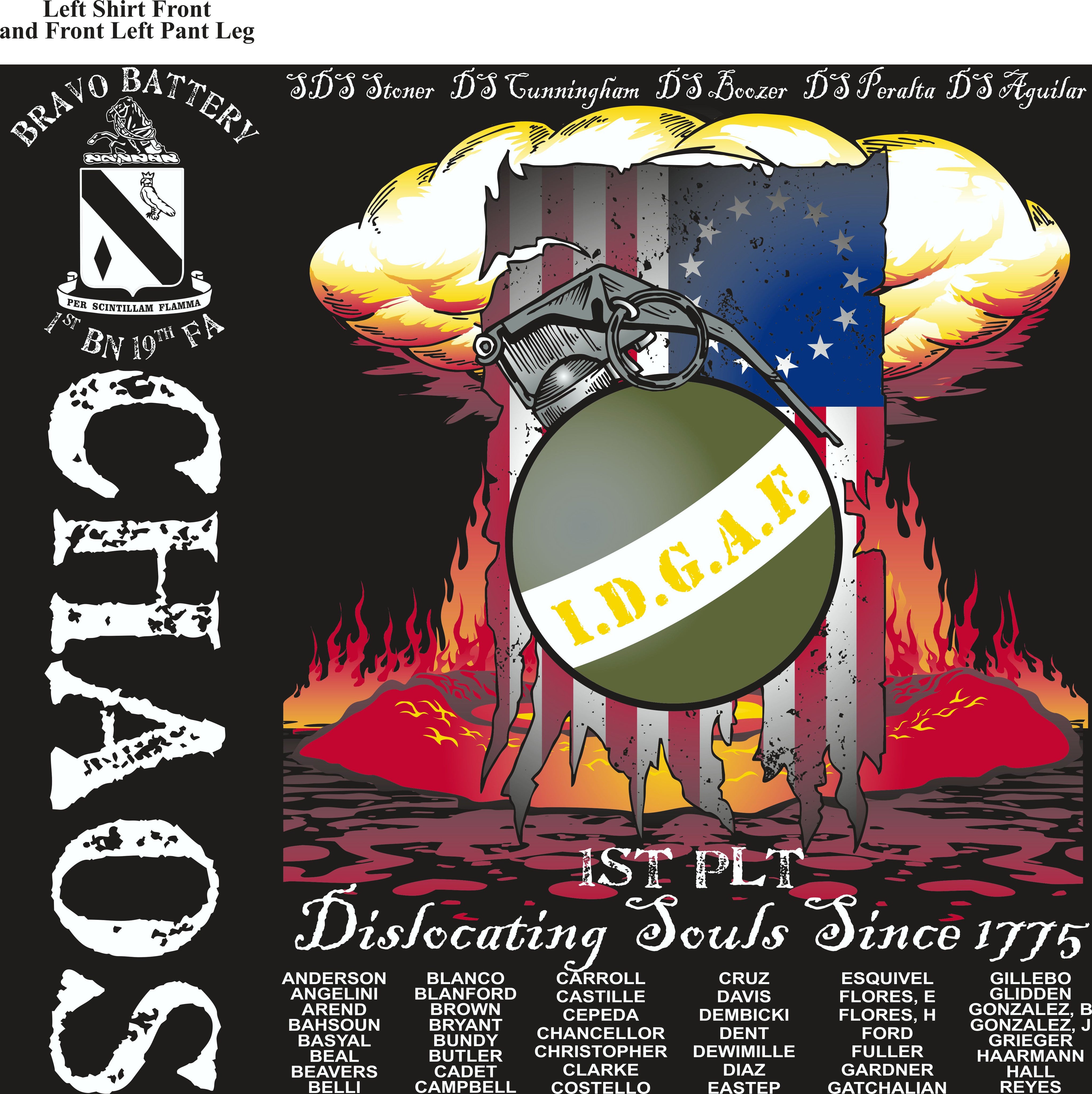 PLATOON SHIRTS (2nd generation print) BRAVO 1st 19th CHAOS MAY 2017