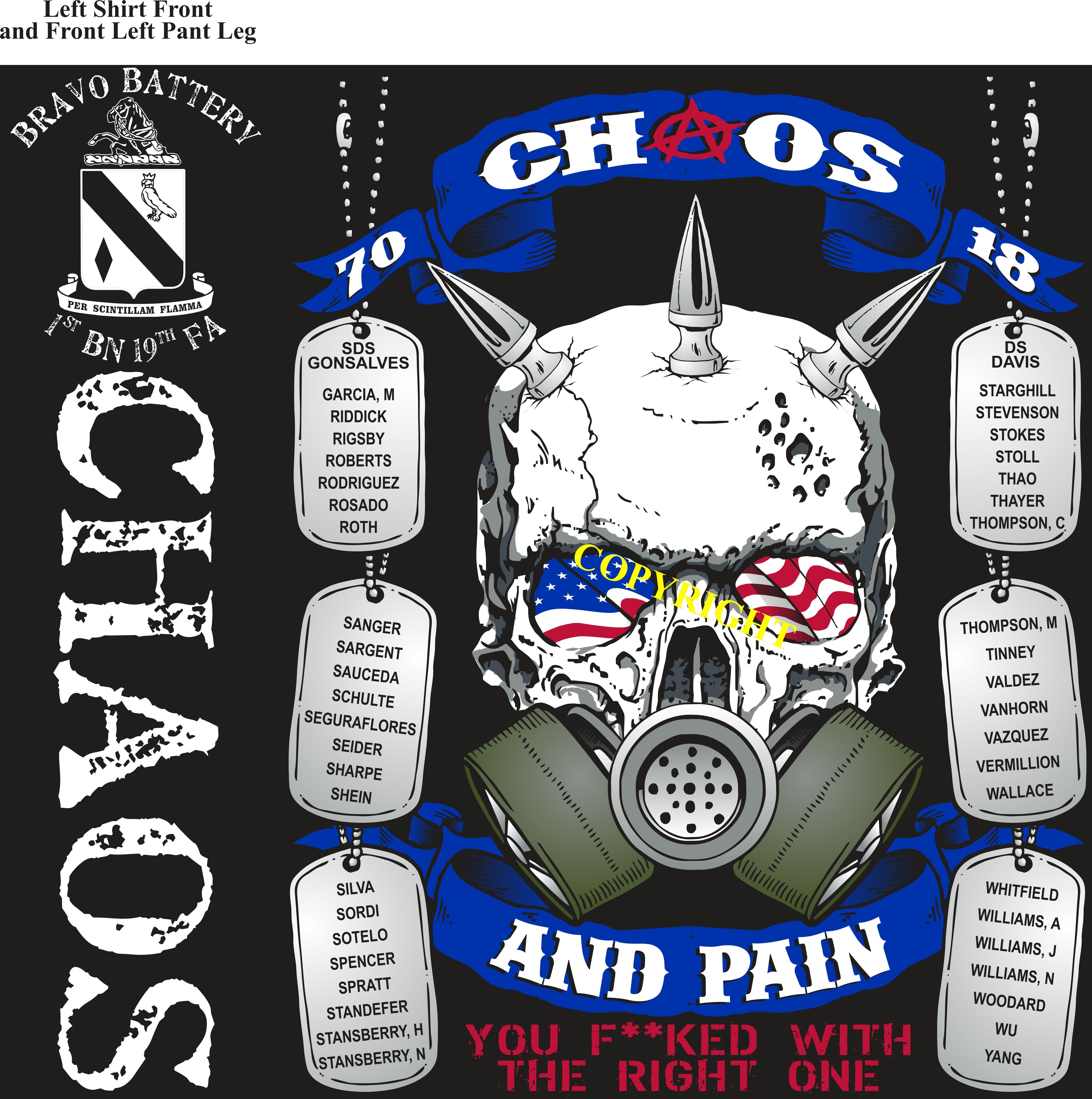 Platoon Shirts (2nd generation print) BRAVO 1st 19th CHAOS NOV 2018
