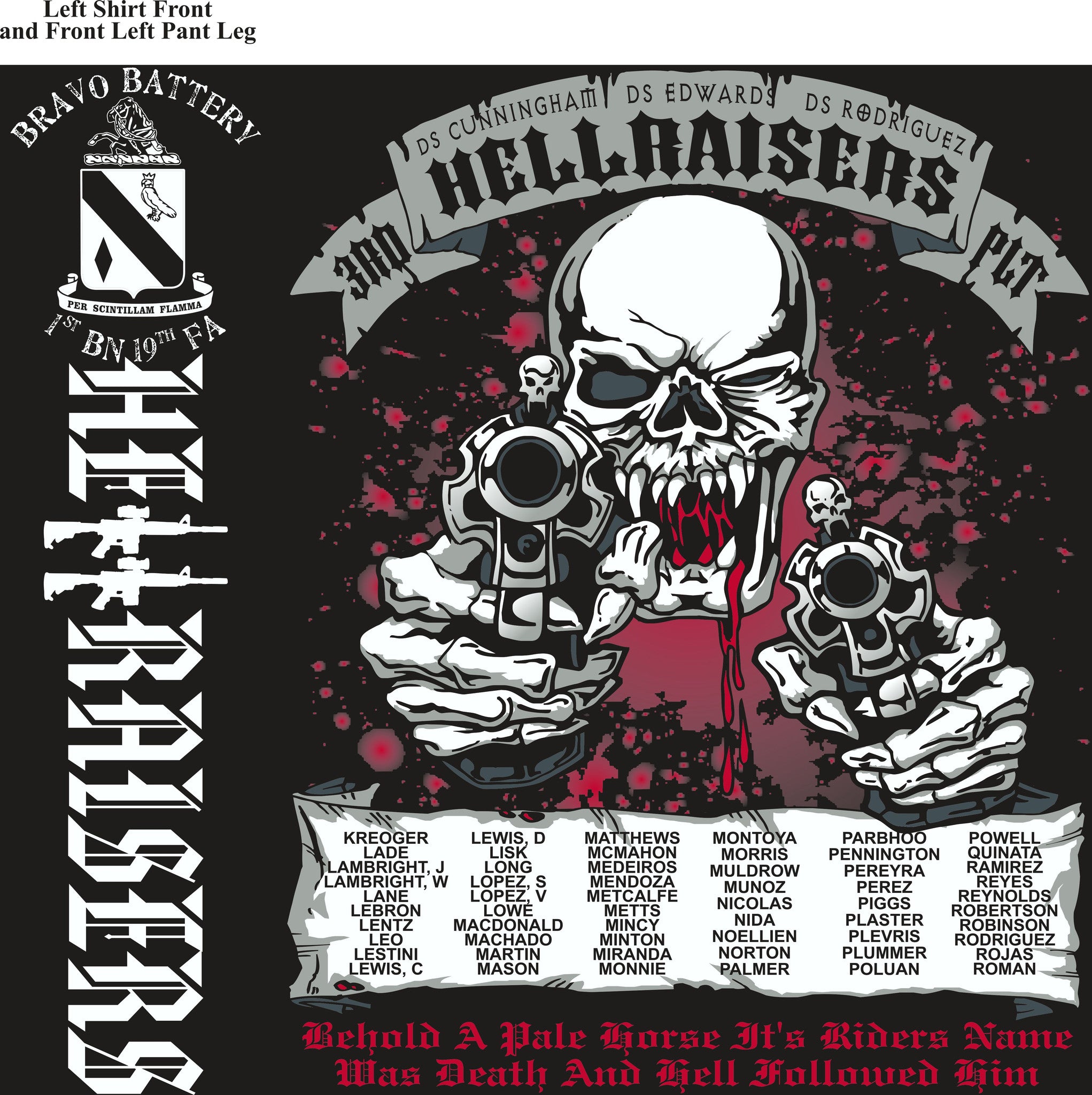 PLATOON SHIRTS (2nd generation print) BRAVO 1st 19th HELLRAISERS NOV 2016