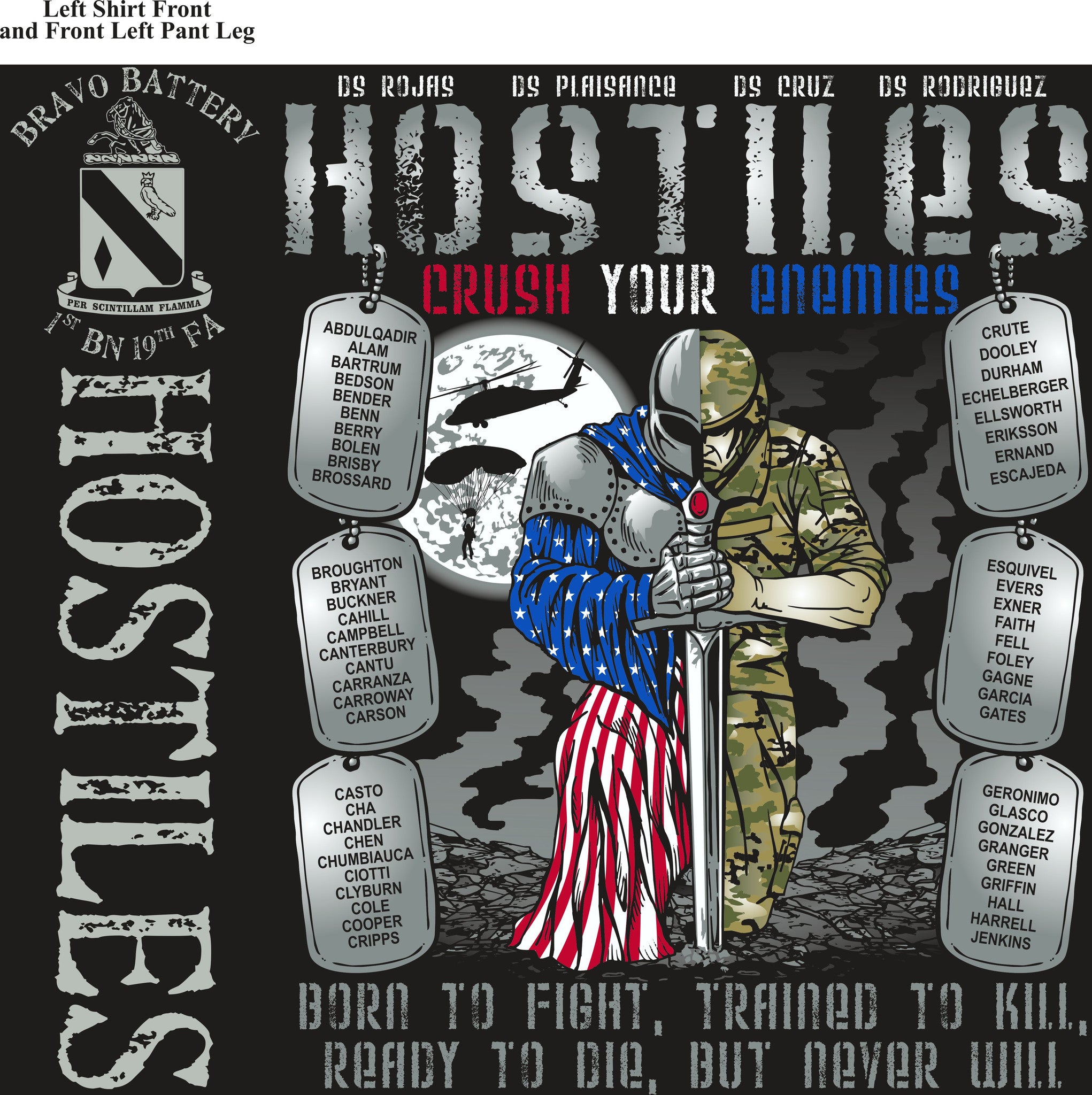 PLATOON SHIRTS (2nd generation print) BRAVO 1st 19th HOSTILES AUG 2016