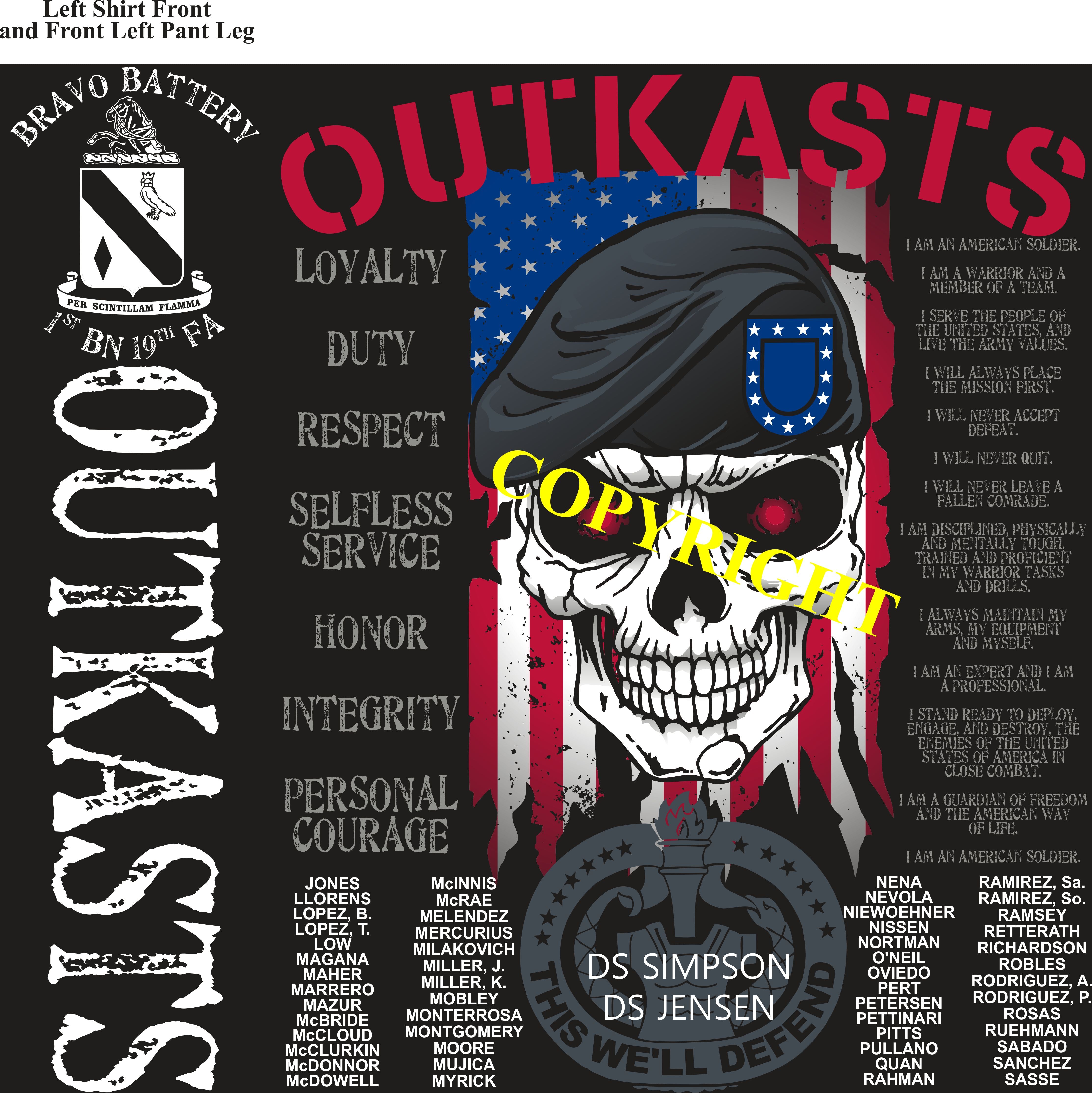 Platoon Shirts (2nd generation print) BRAVO 1st 19th OUTKASTS MAR 2019