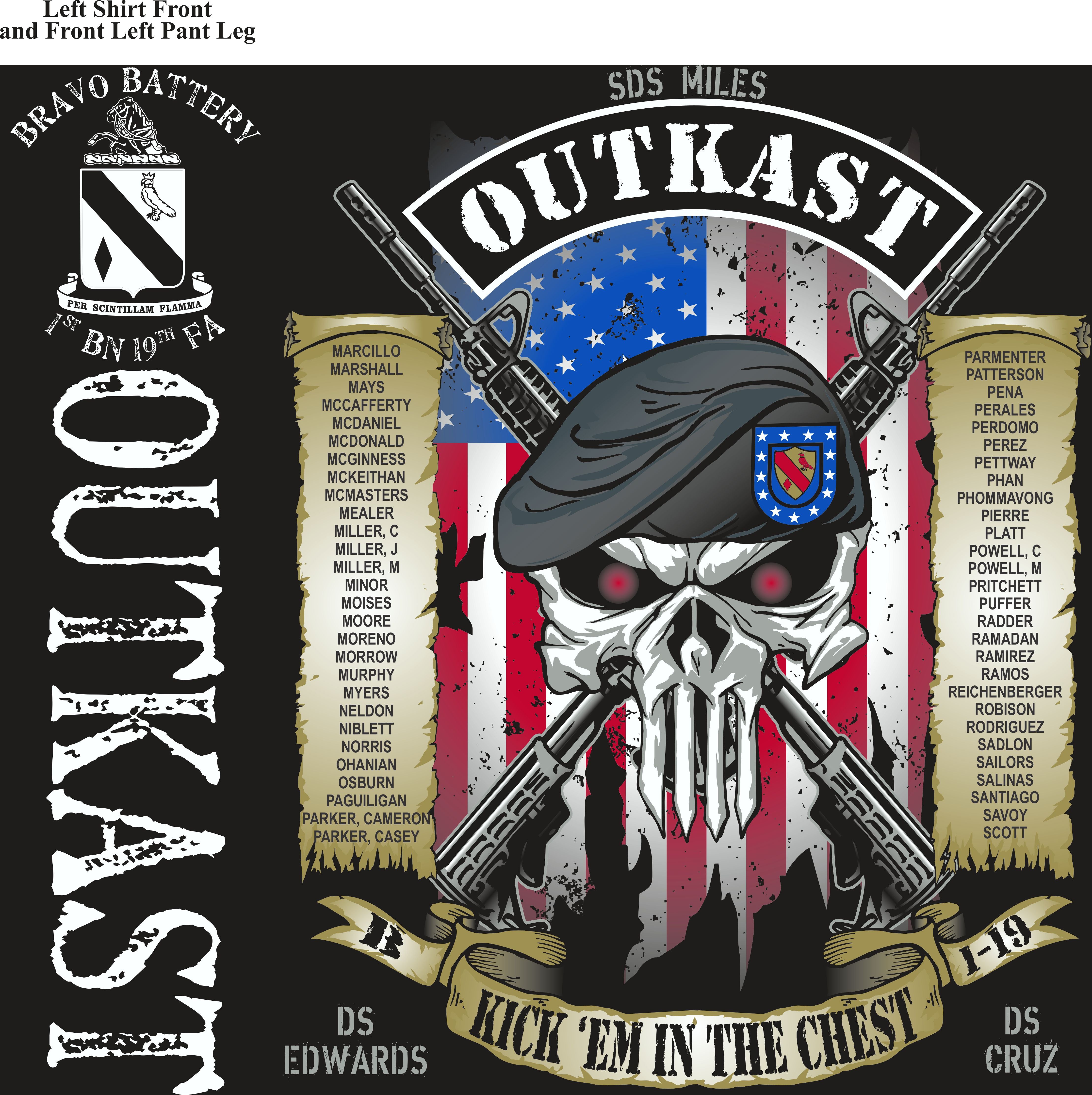 PLATOON SHIRTS (2nd generation print) BRAVO 1ST 19TH OUTKAST AUG 2017