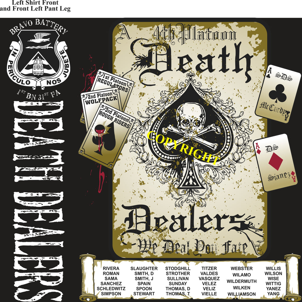 Platoon Shirts (2nd generation print) BRAVO 1st 31st DEATH DEALERS FEB 2019