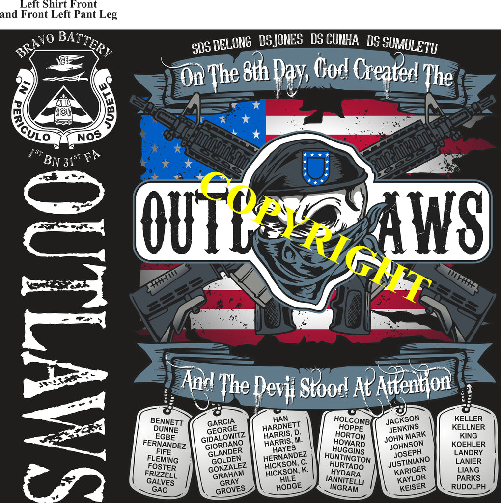 Platoon Shirts (2nd generation print) BRAVO 1st 31st OUTLAWS FEB 2020