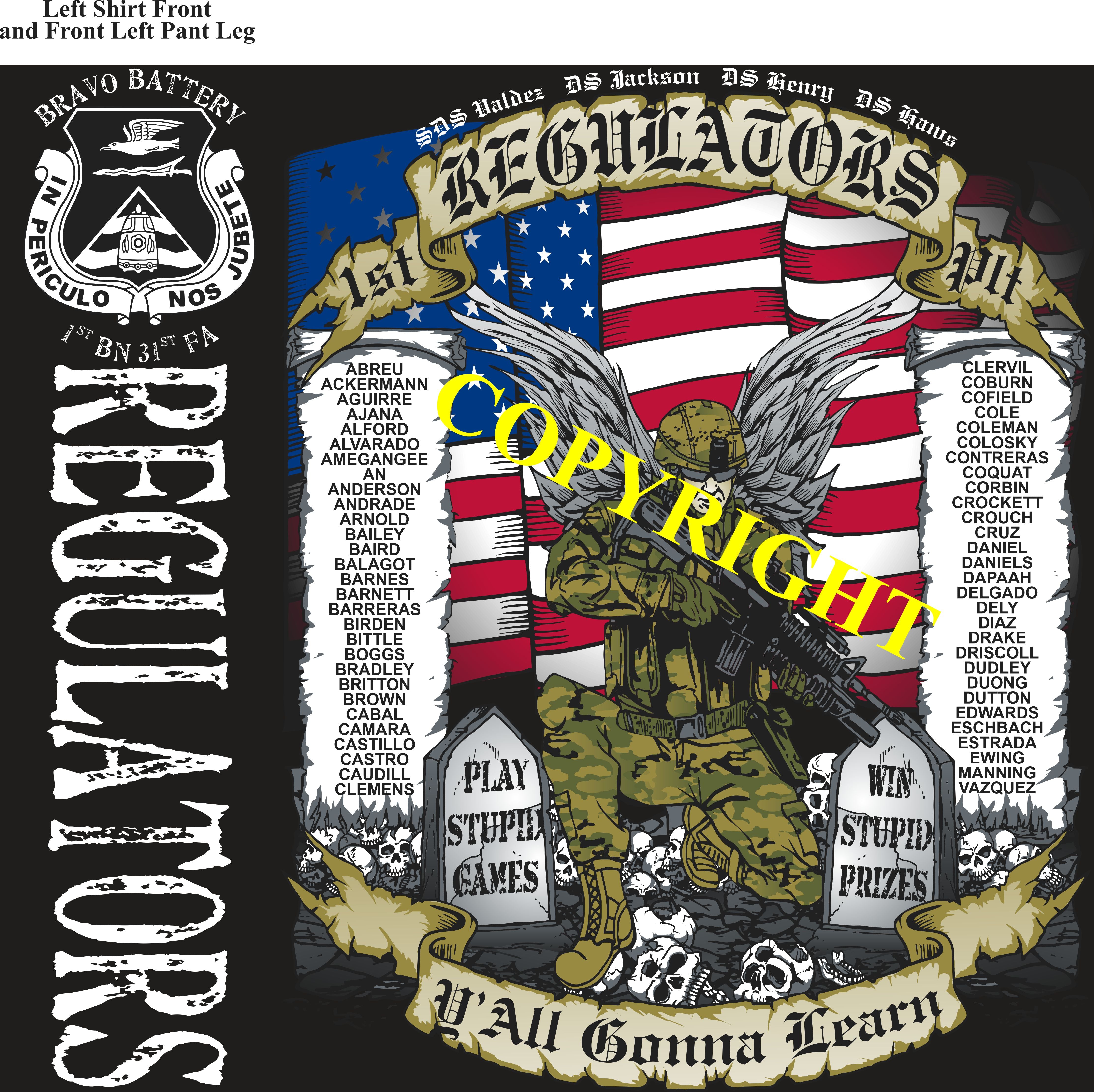 Platoon Shirts (2nd generation print) BRAVO 1st 31st REGULATORS FEB 2020